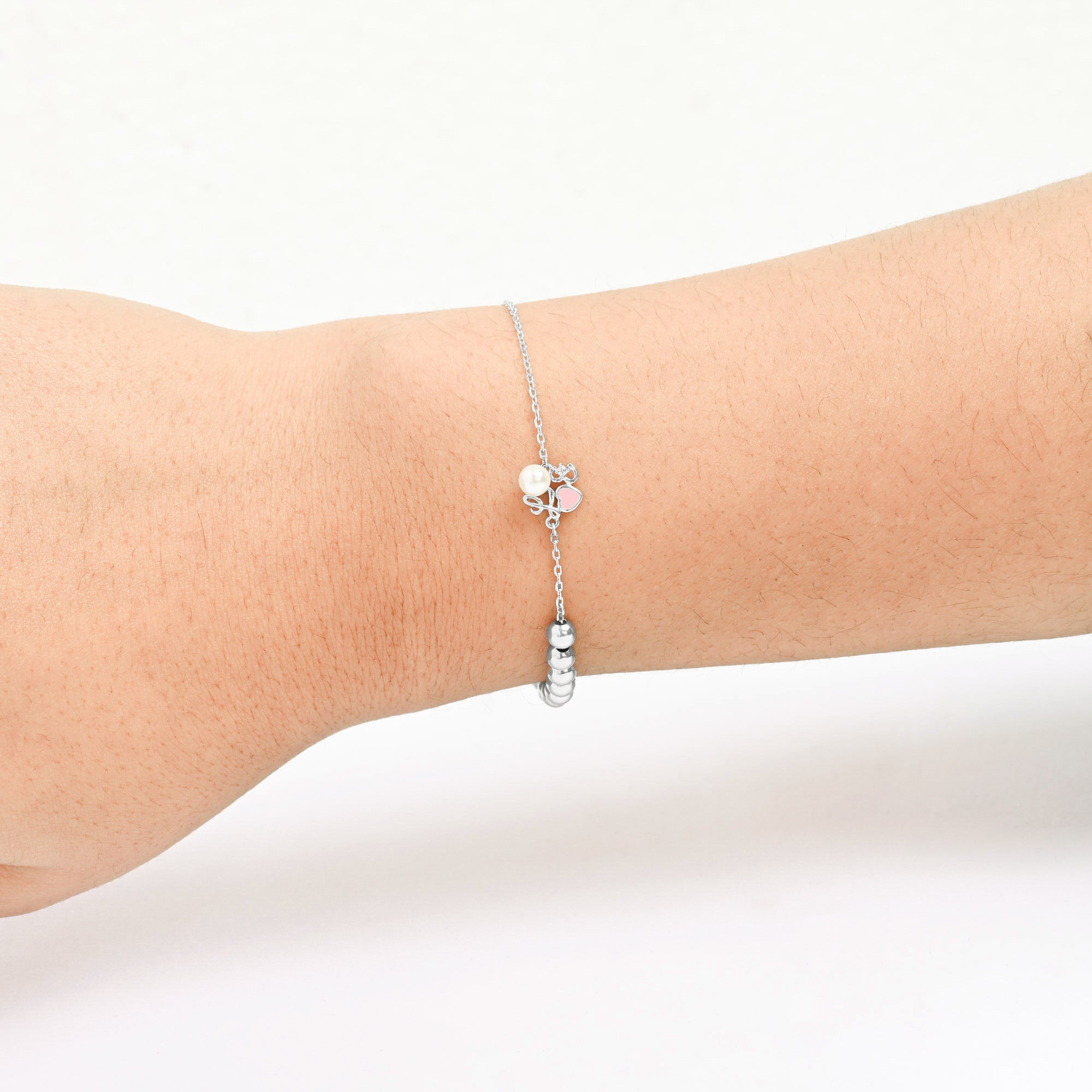 Heart Bead Silver Bracelet