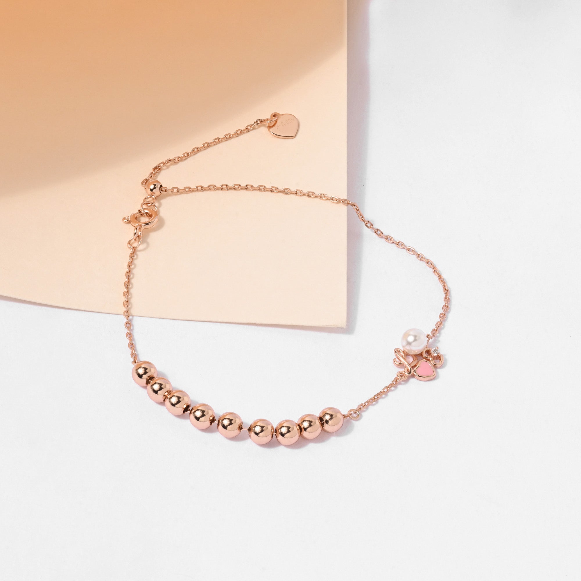 Heart Bead Silver Bracelet
