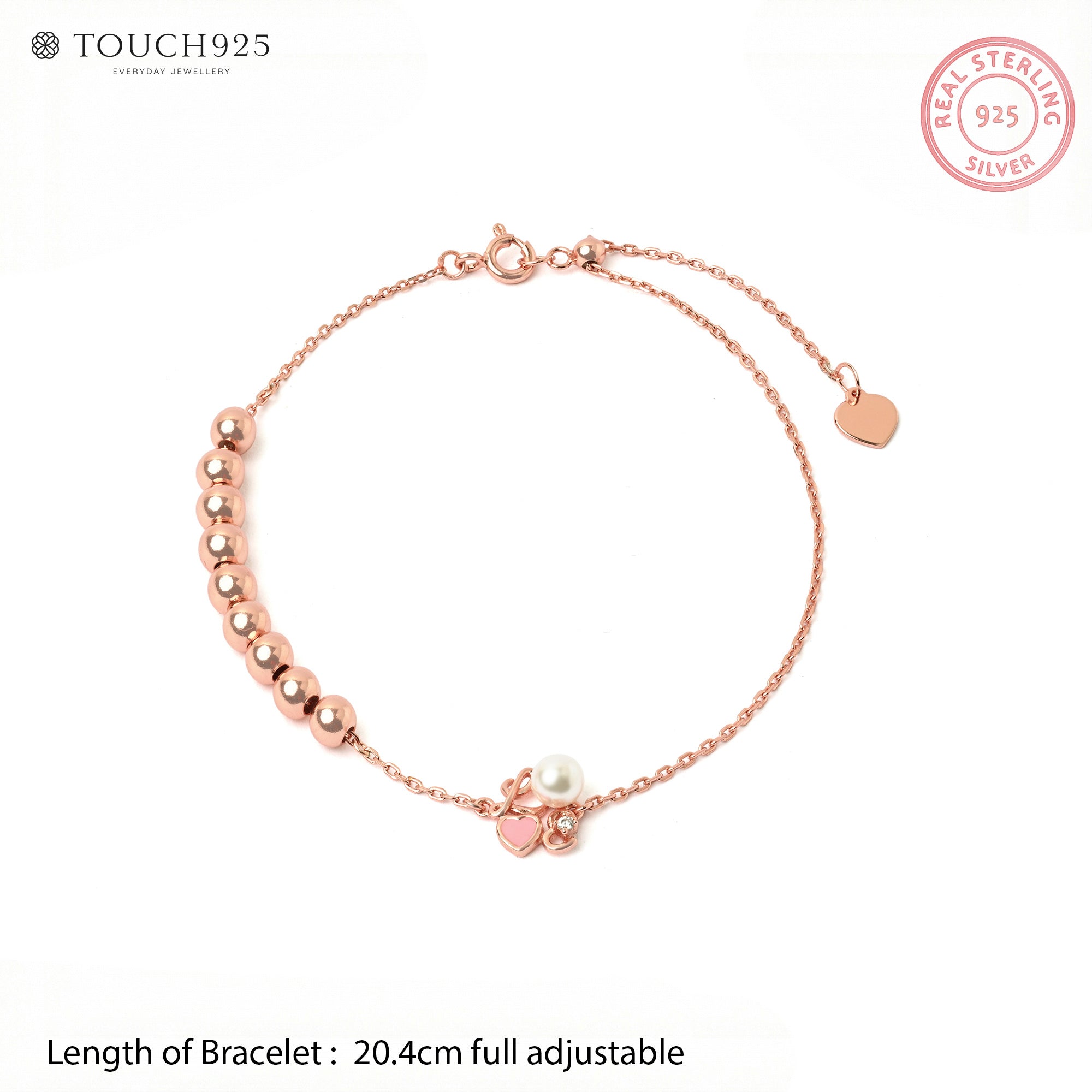 Heart Bead Silver Bracelet