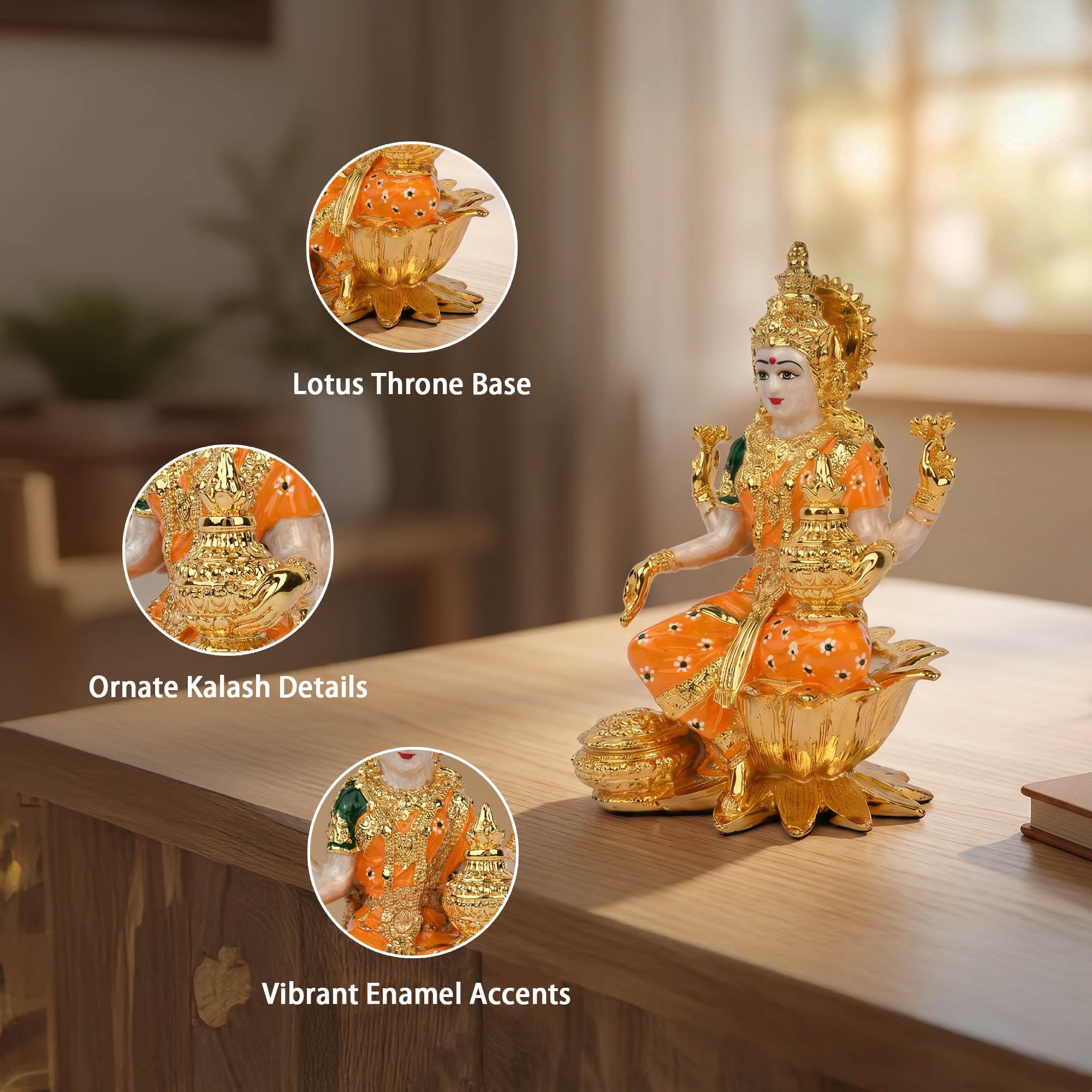 Goddess Lakshmi 24K Gold Foil Idol