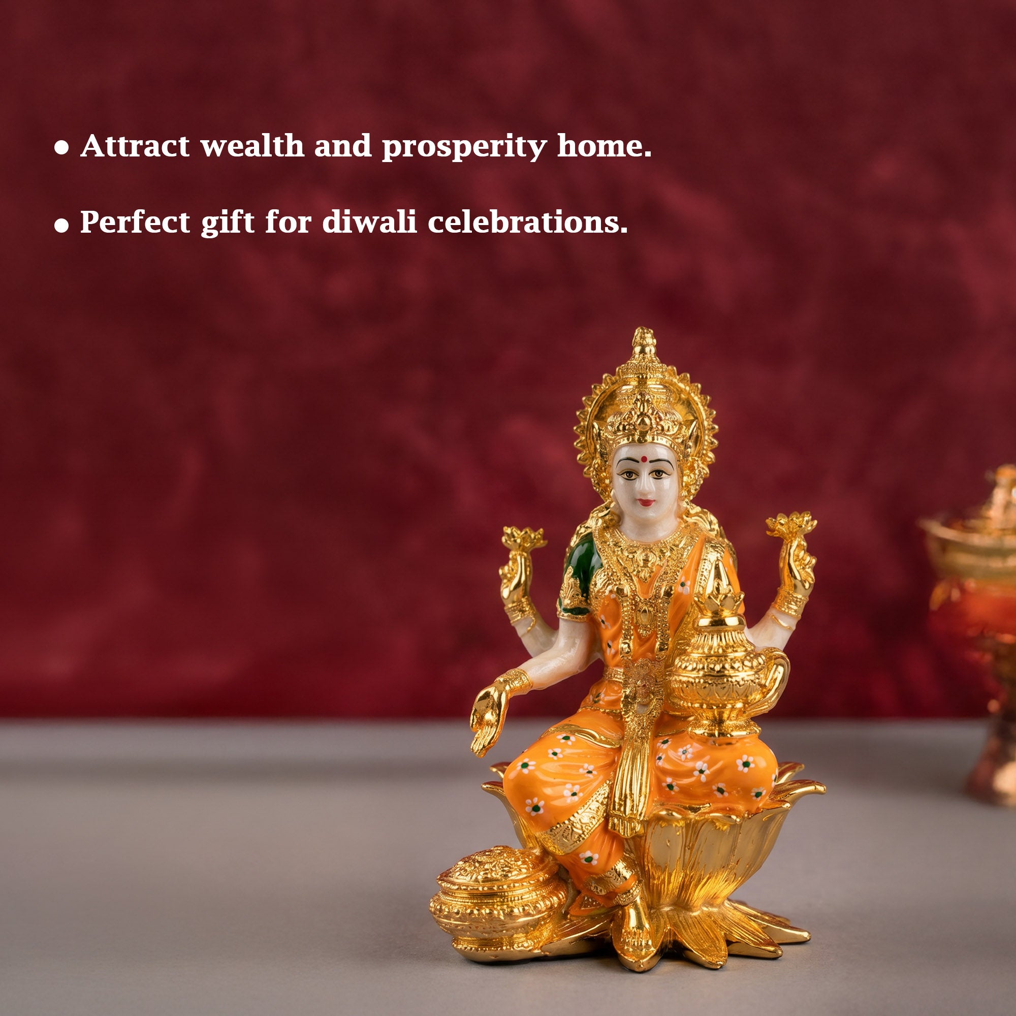 Goddess Lakshmi 24K Gold Foil Idol