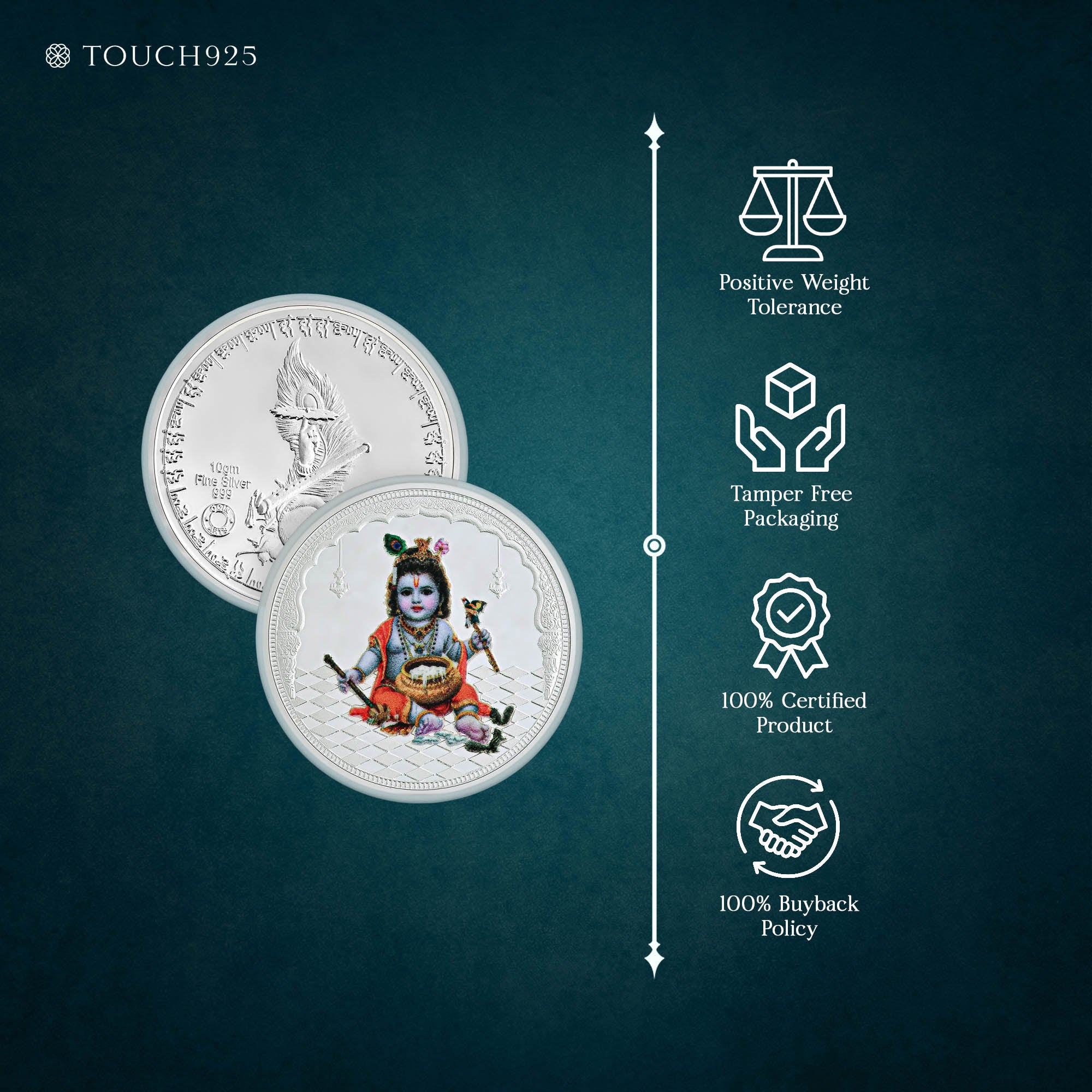 Pure 999 Silver 10g Bal Krishna Coin