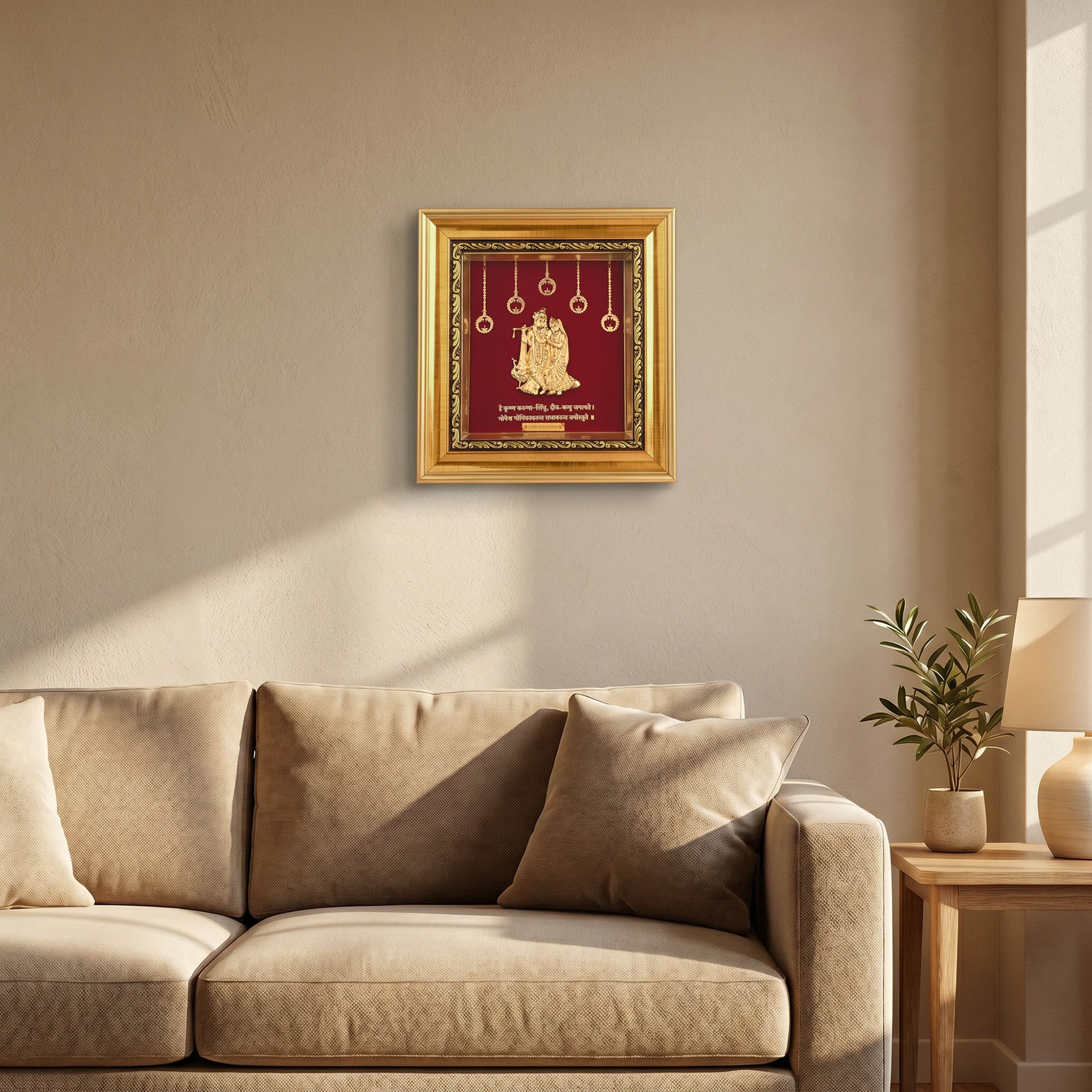 Radha Krishna 24K Gold Foil Frame