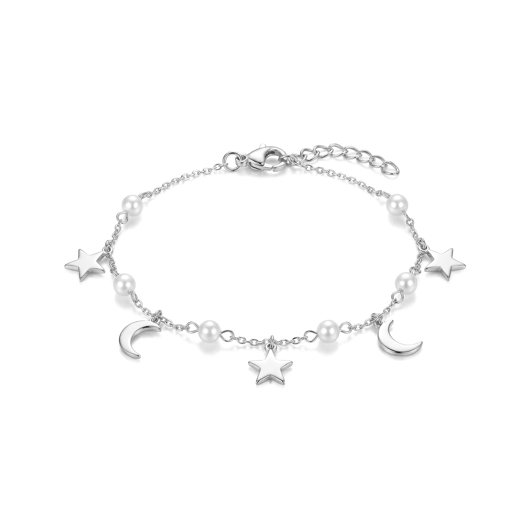 Star Moon Pearl Bracelet - Touch925 Silver Jewellery