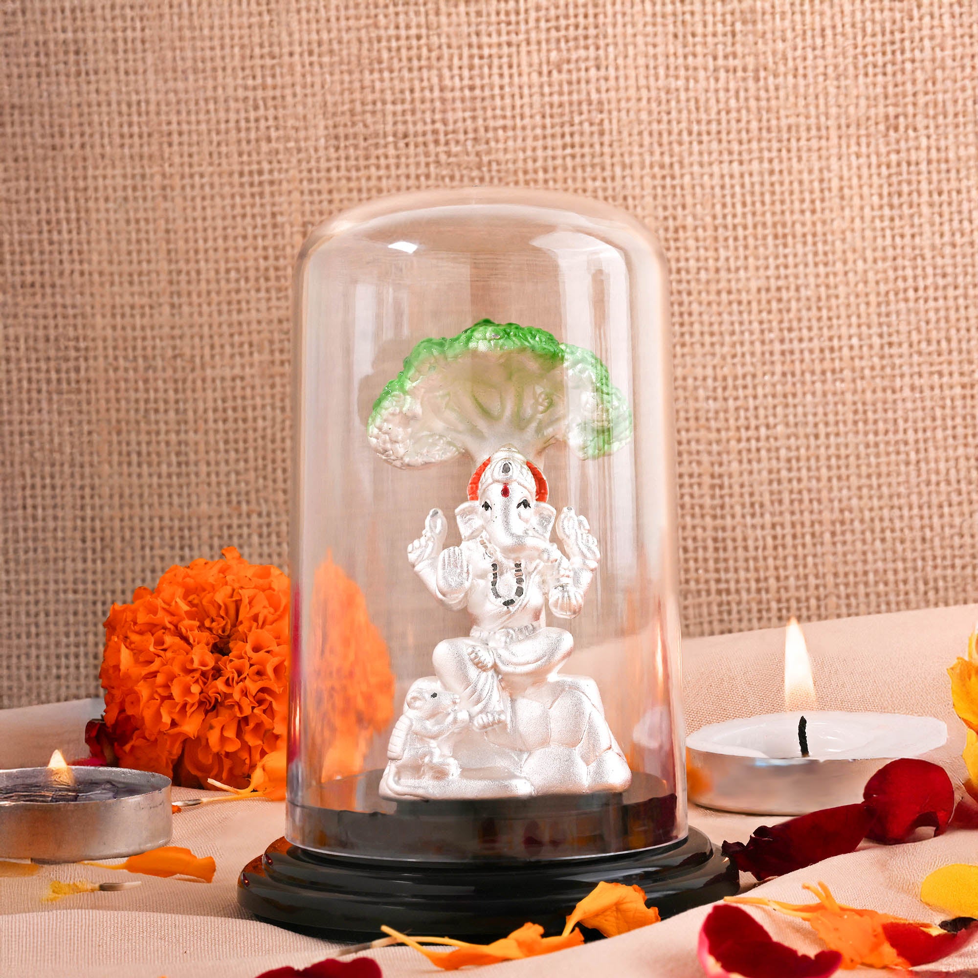 999 Silver Tree Canopy Ganesha Idol