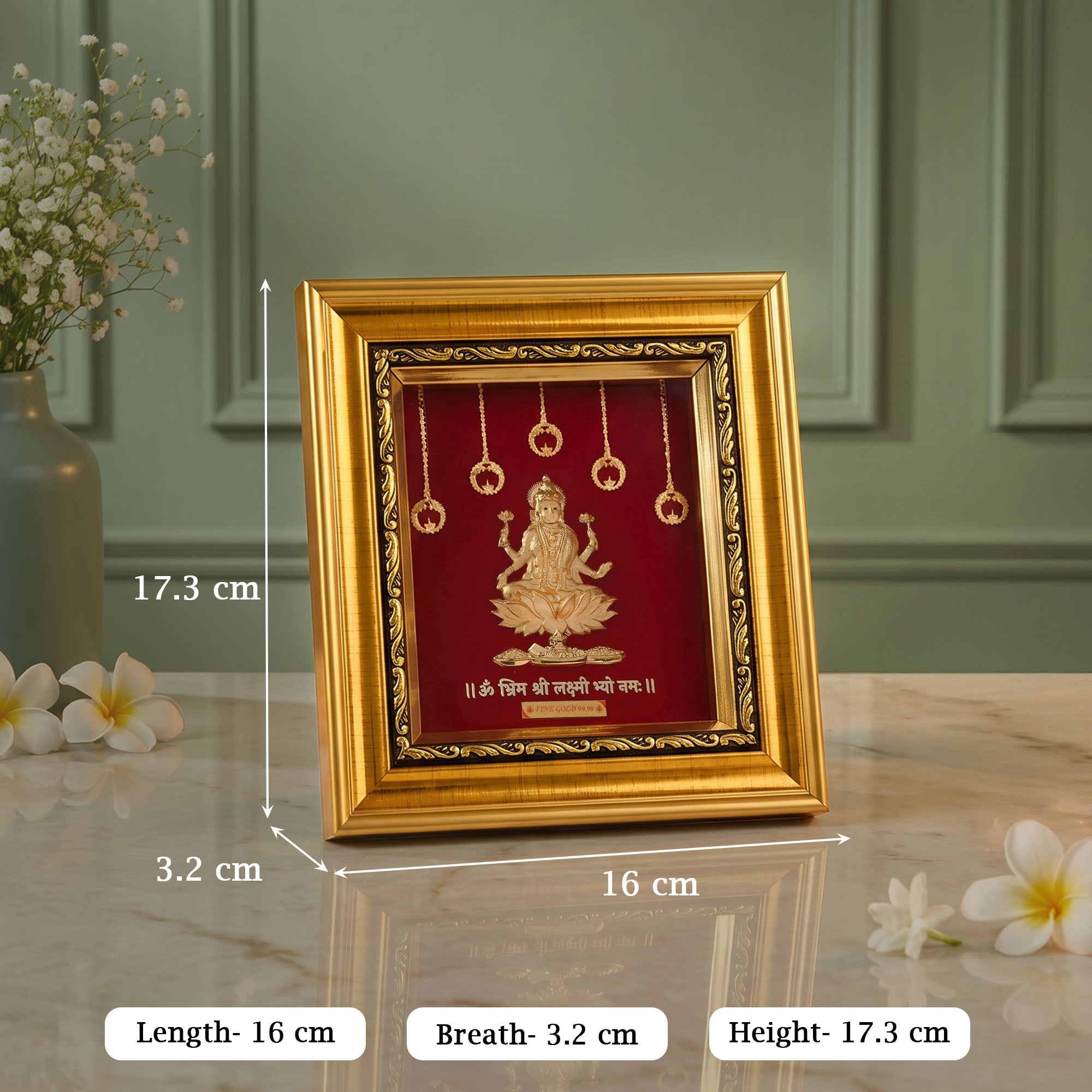 Goddess Lakshmi 24K Gold Foil Frame