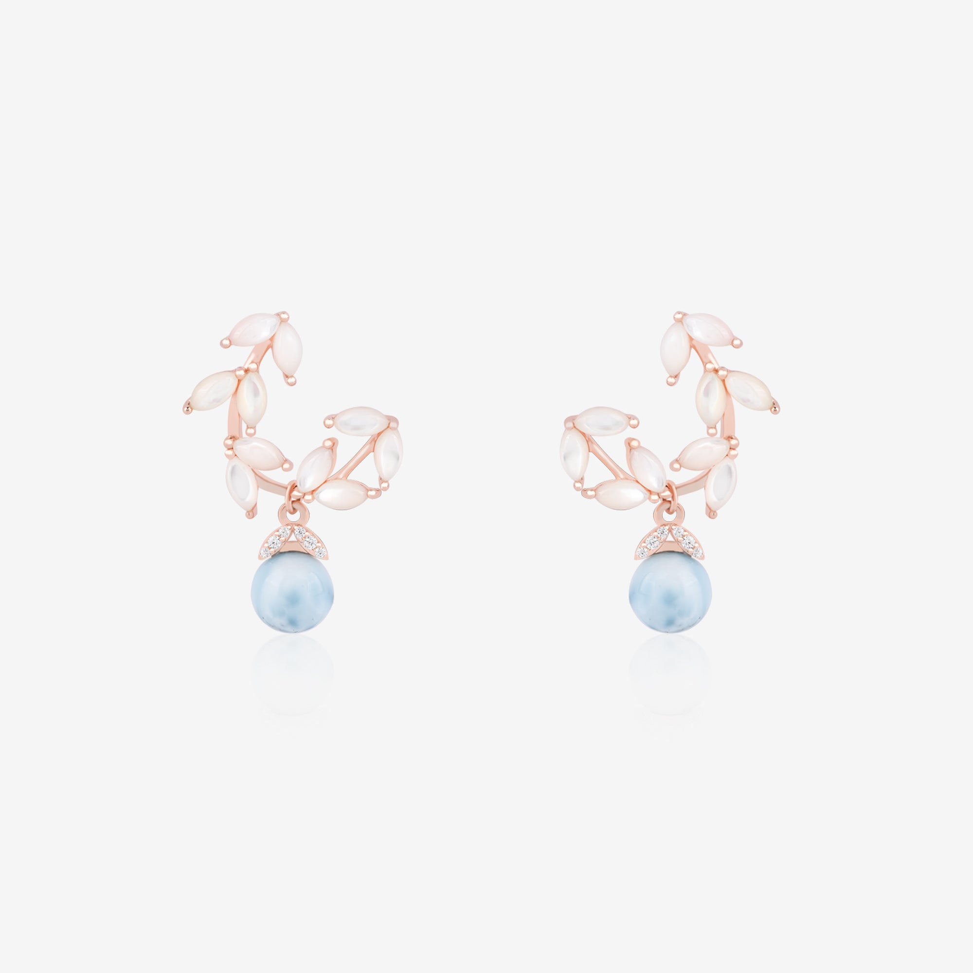 Pearl Beads Leaf Earring