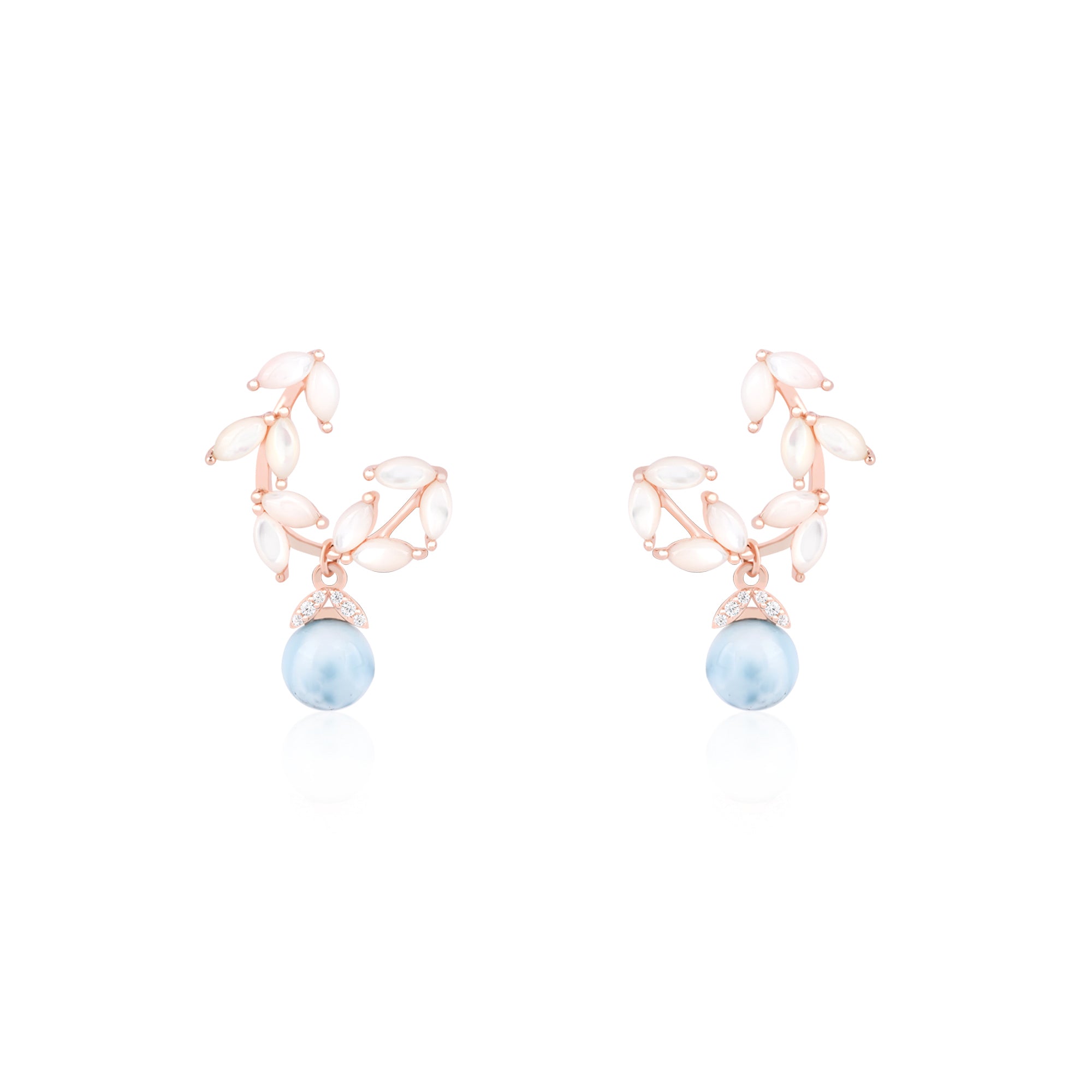Pearl Beads Leaf Earring
