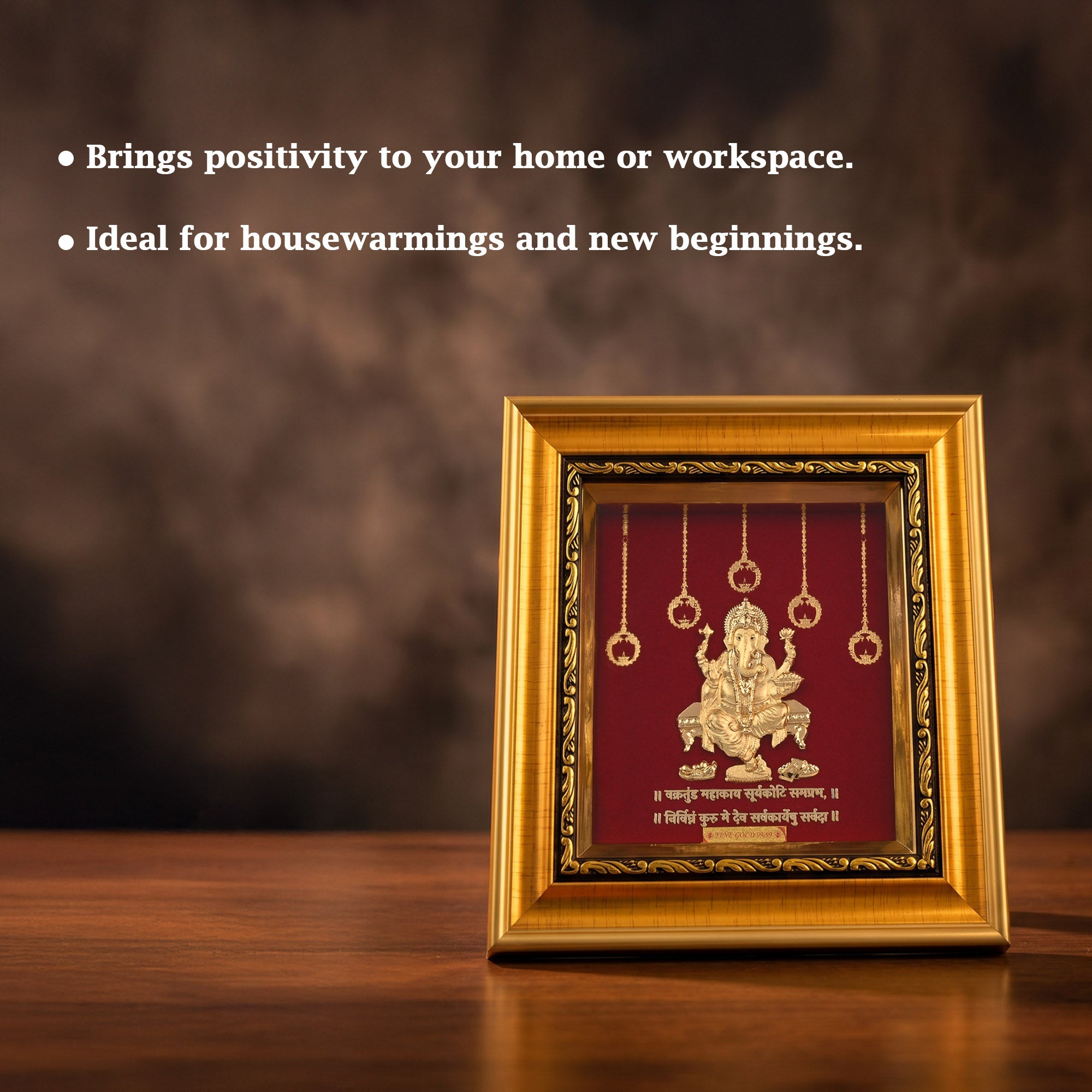 Lord Ganesha 24K Gold Foil Frame