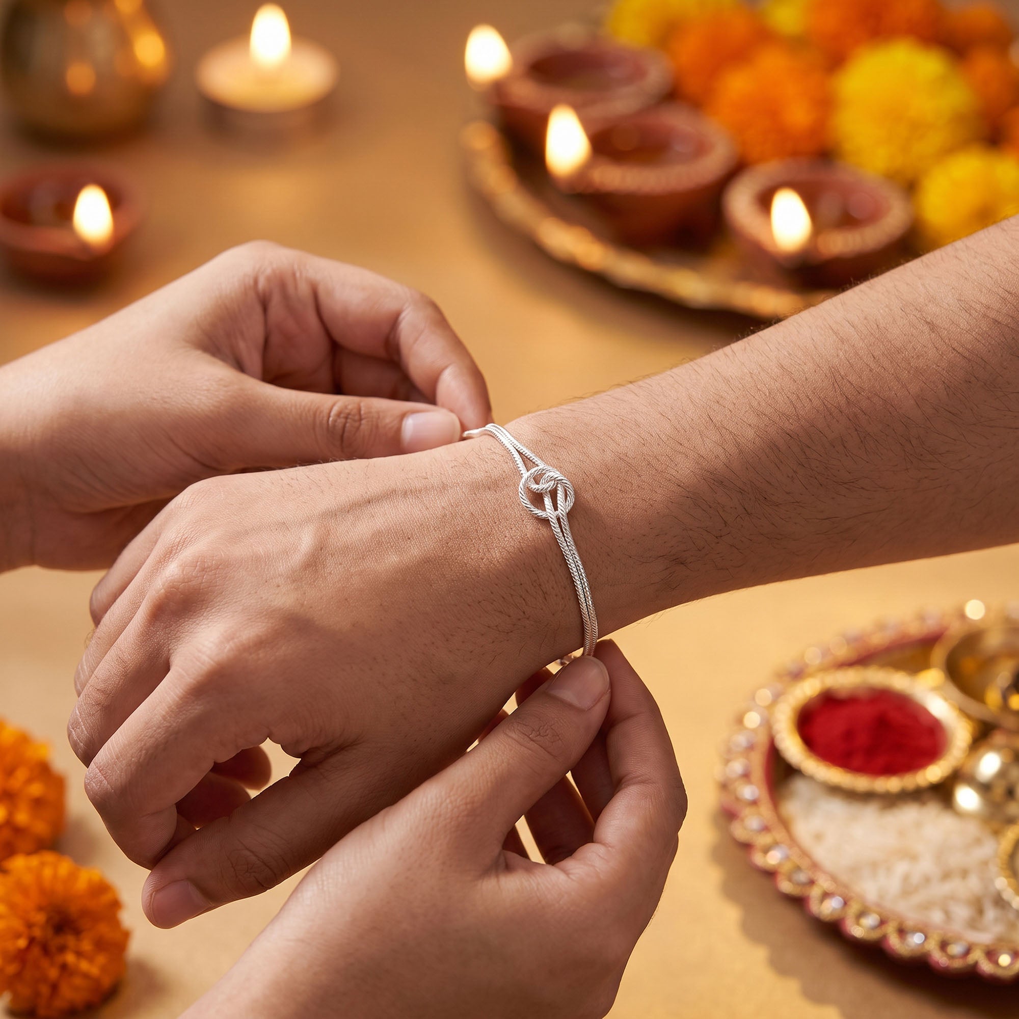 Silver Infinity Knot Rakhi
