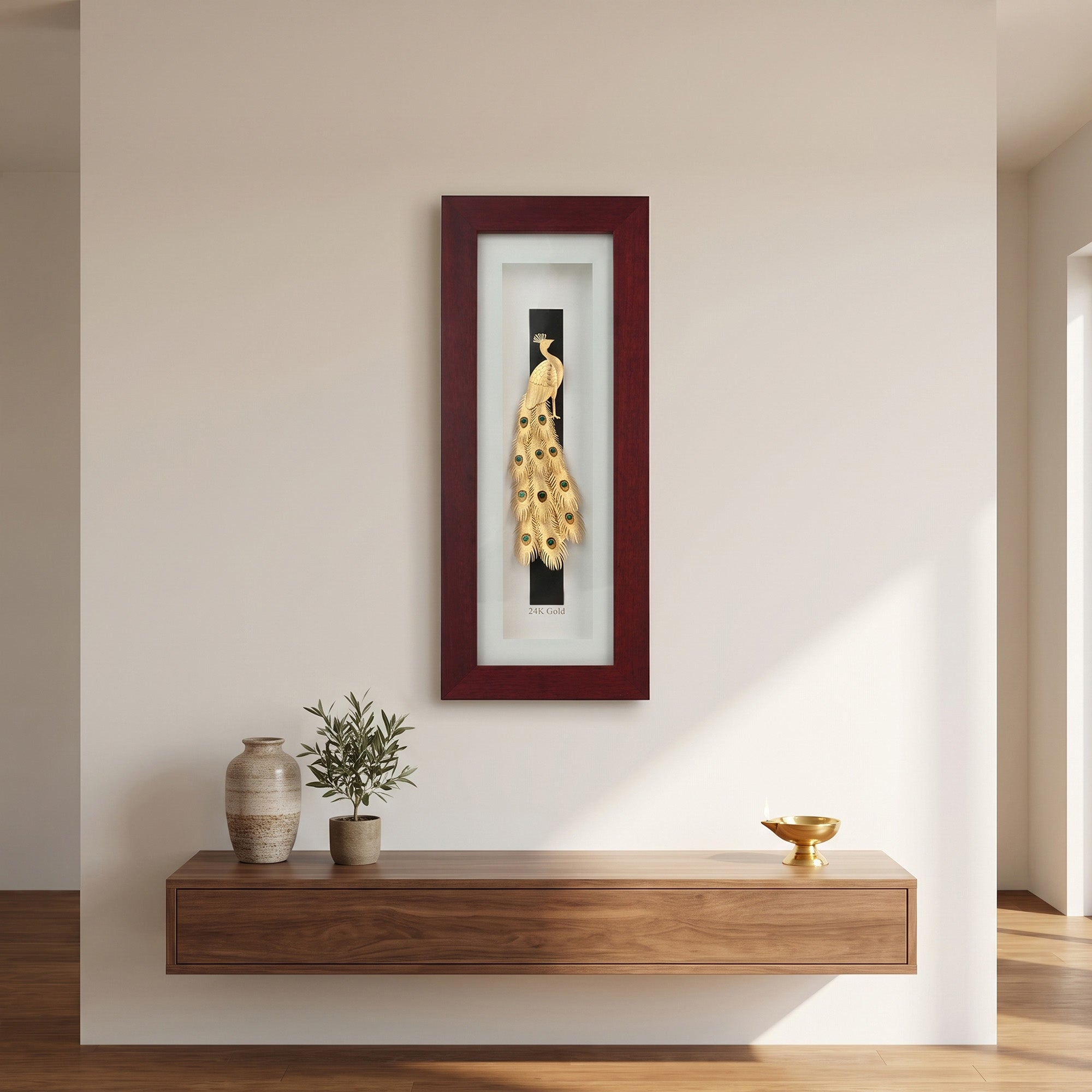 Peacock 24K Gold Foil Wall Frame