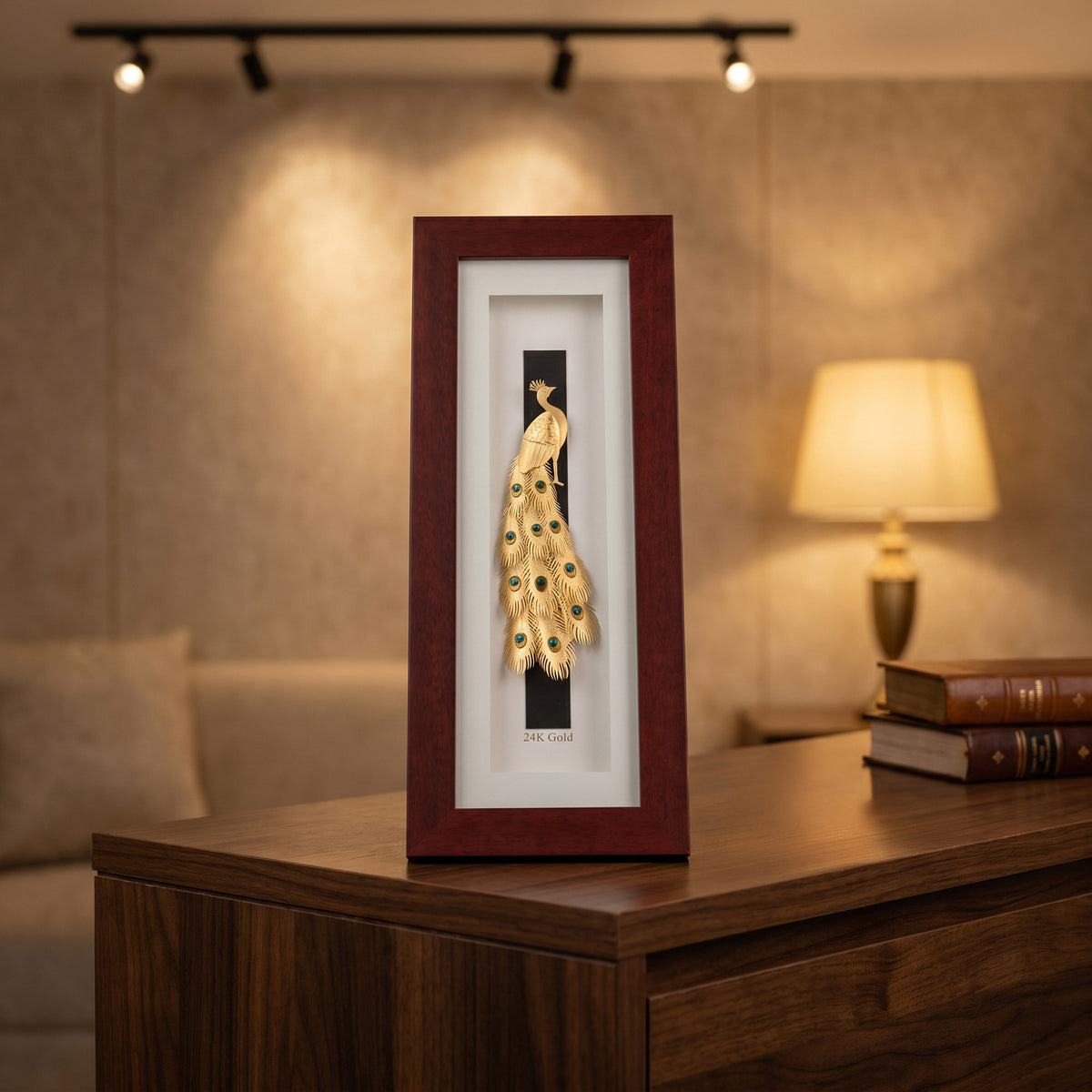 Peacock 24K Gold Foil Wall Frame