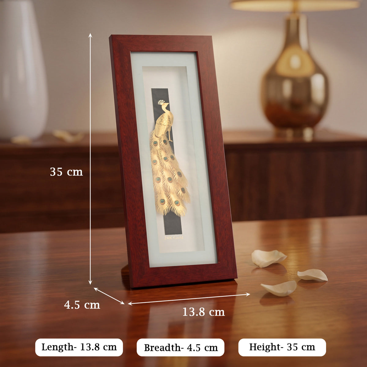 Peacock 24K Gold Foil Wall Frame