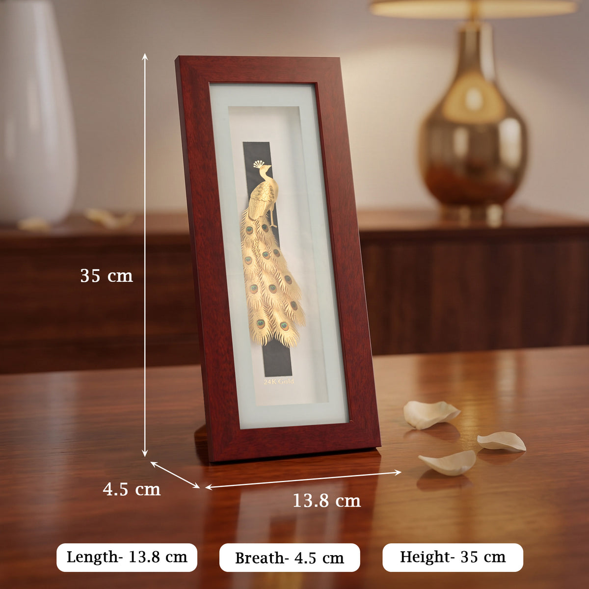 Peacock 24K Gold Foil Wall Frame