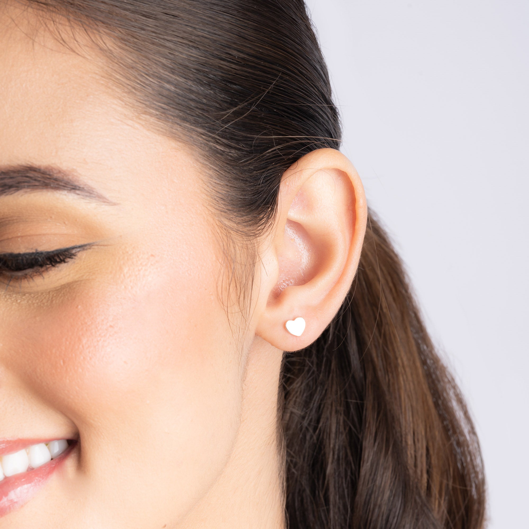 Flat Heart Stud Earring