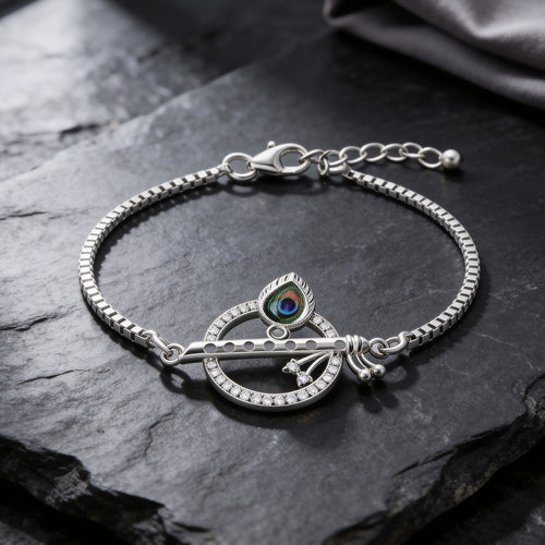 Zircon Halo Flute Silver Bracelet