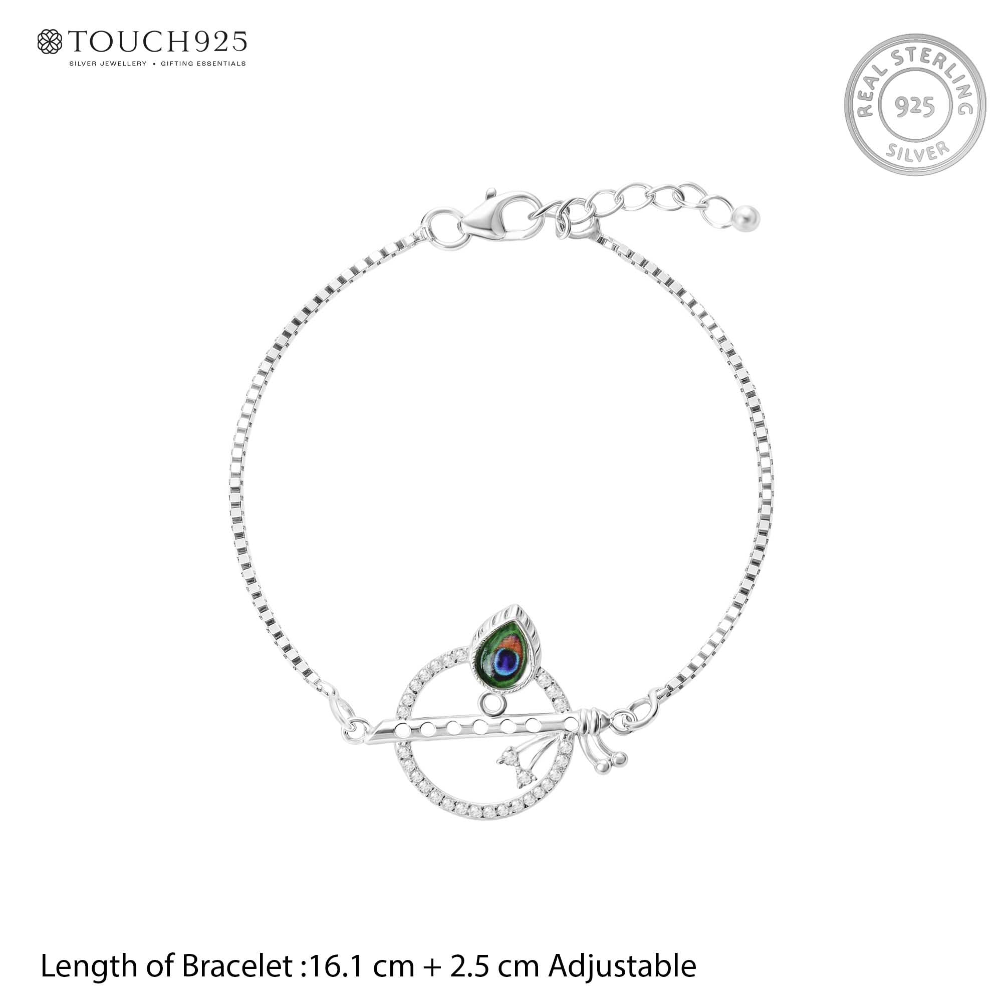 Zircon Halo Flute Silver Bracelet