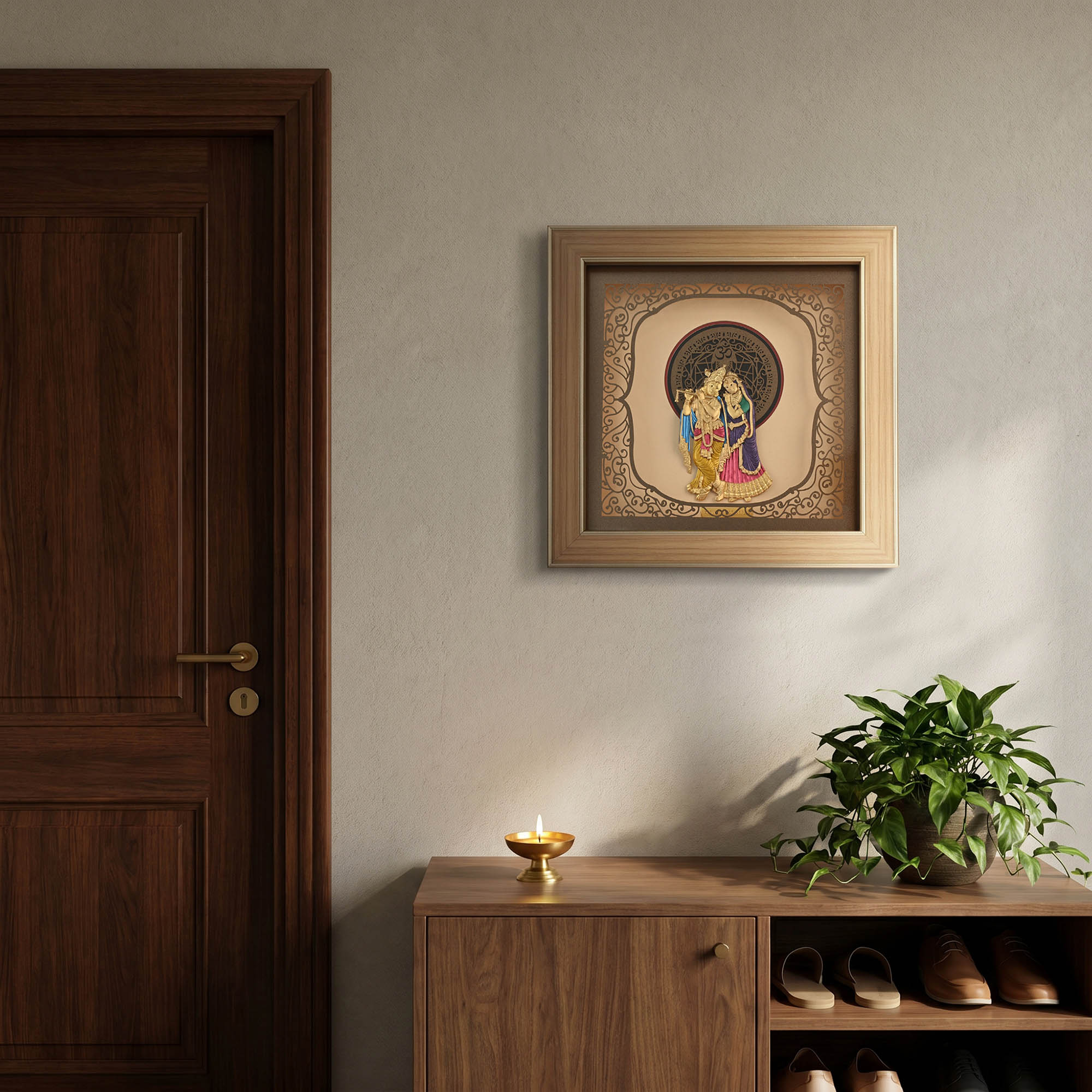 Radha Krishna Divine 24K Gold Foil Frame