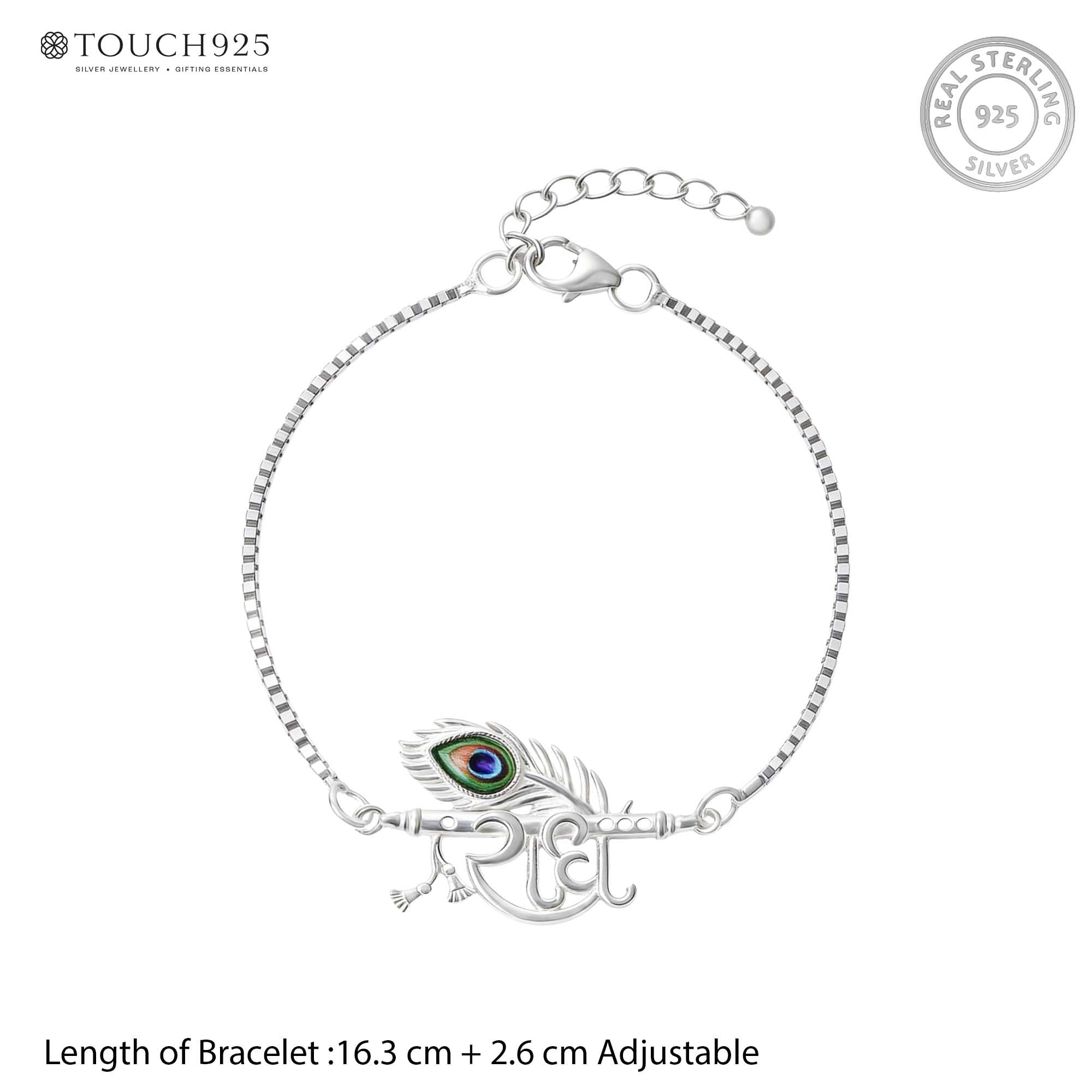 Radhe Flute Morpankh Silver Bracelet