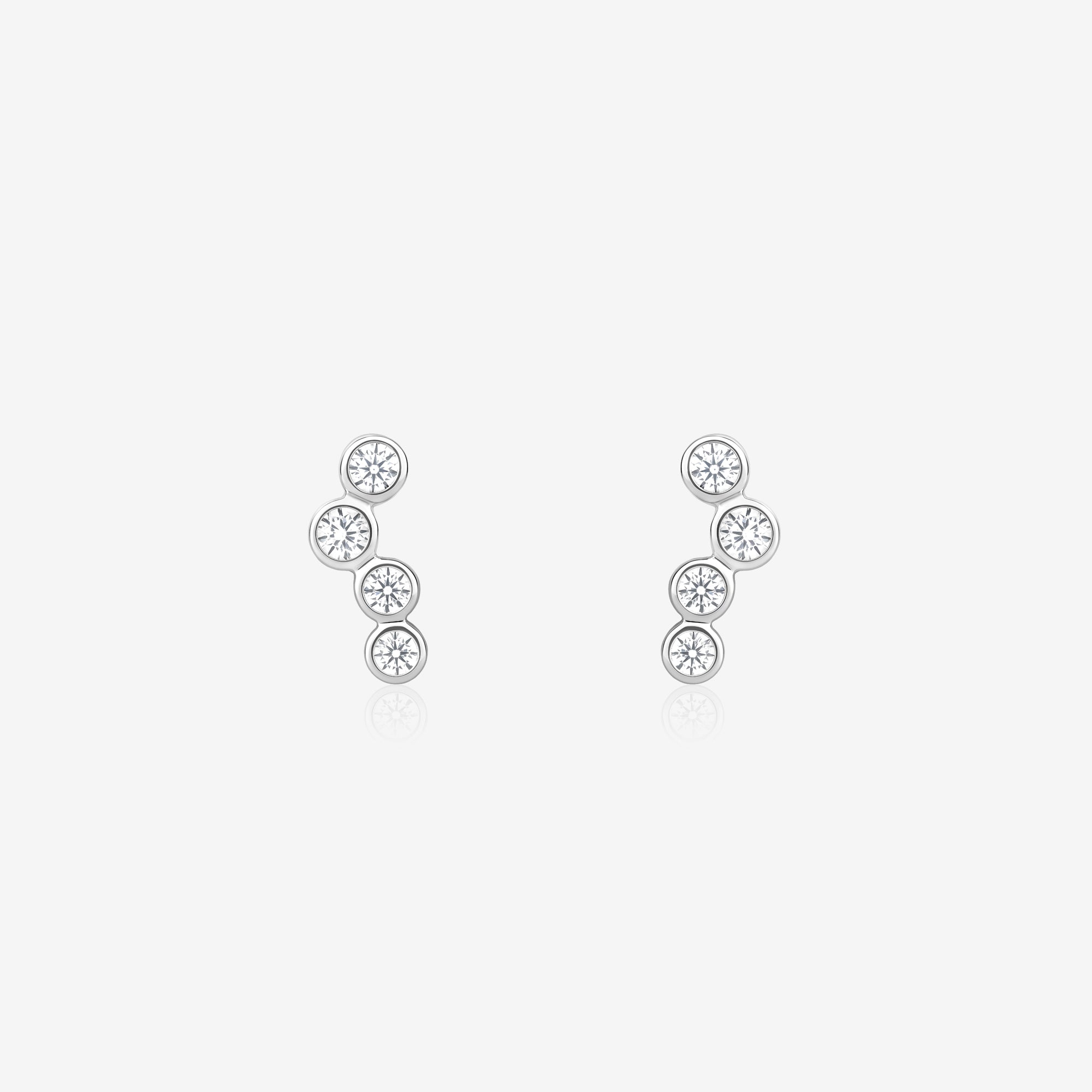 Triple Bezel Set Stud Earrings
