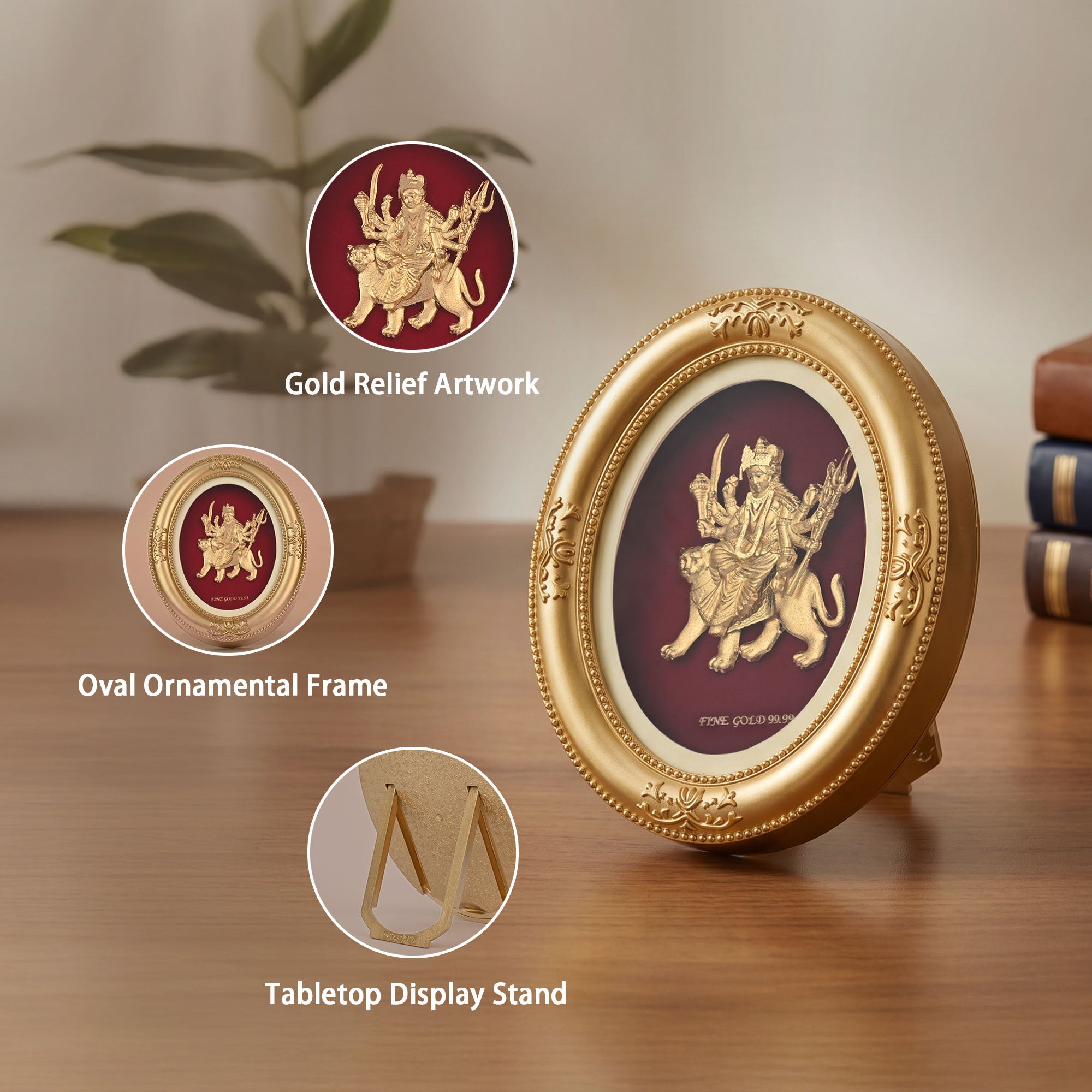 Goddess Durga 24K Gold Foil Table Frame