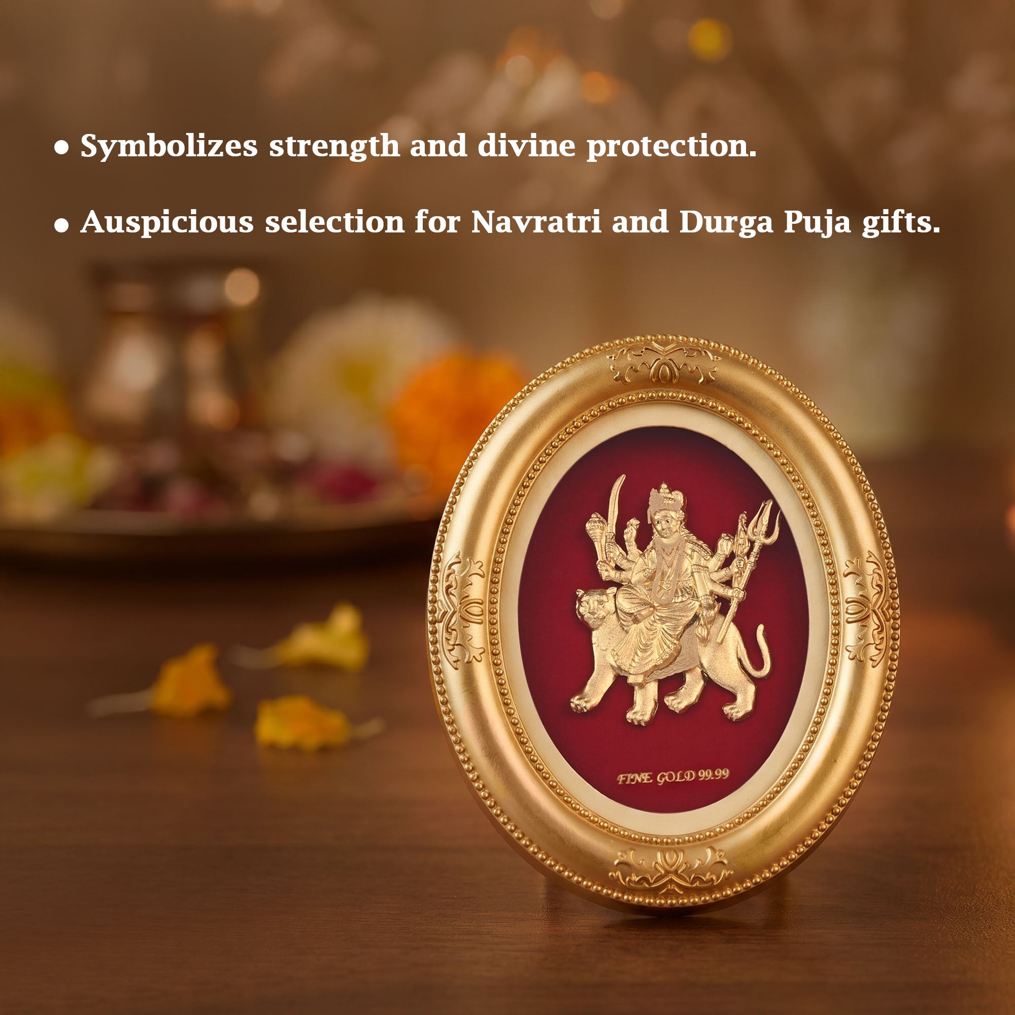 Goddess Durga 24K Gold Foil Table Frame