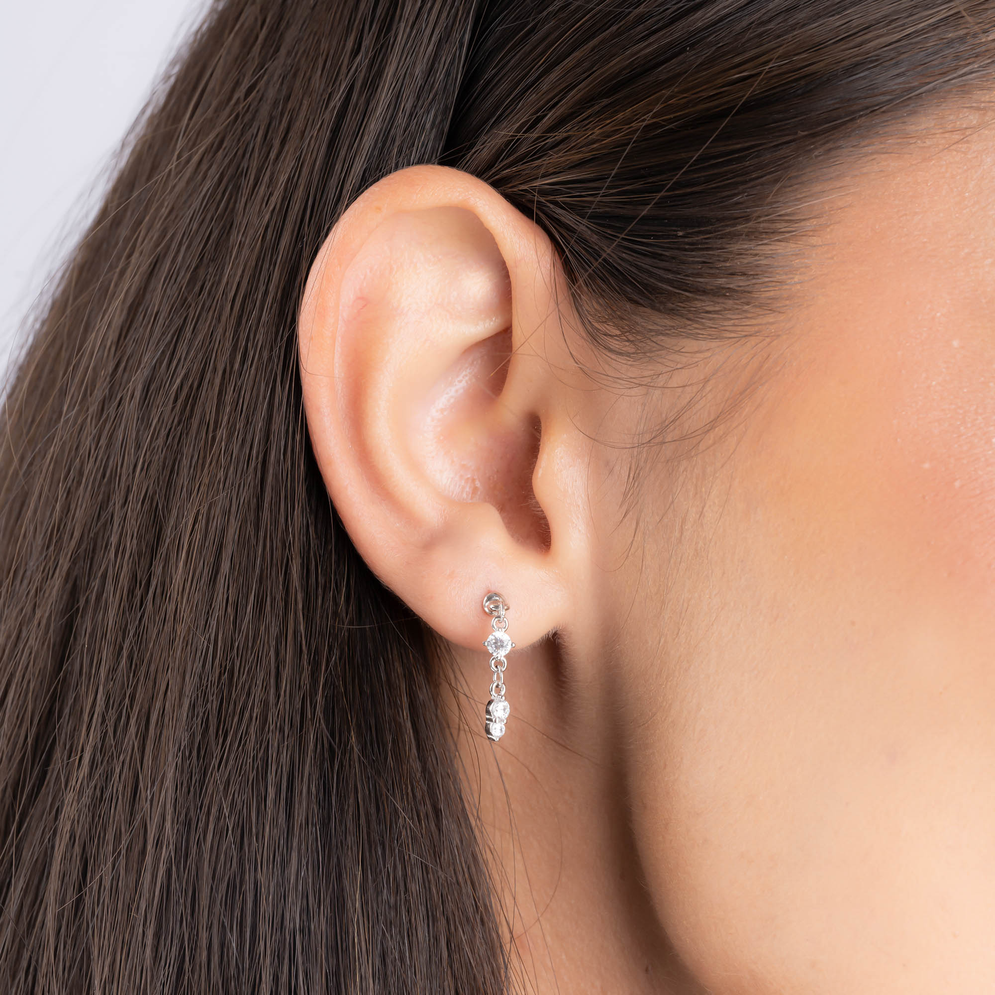 Triple Stone Dangler Earrings