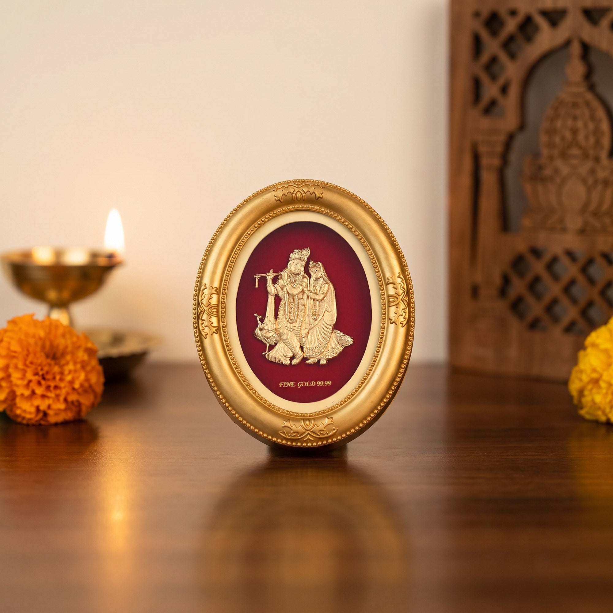 Radha Krishna 24K Gold Foil Table Frame