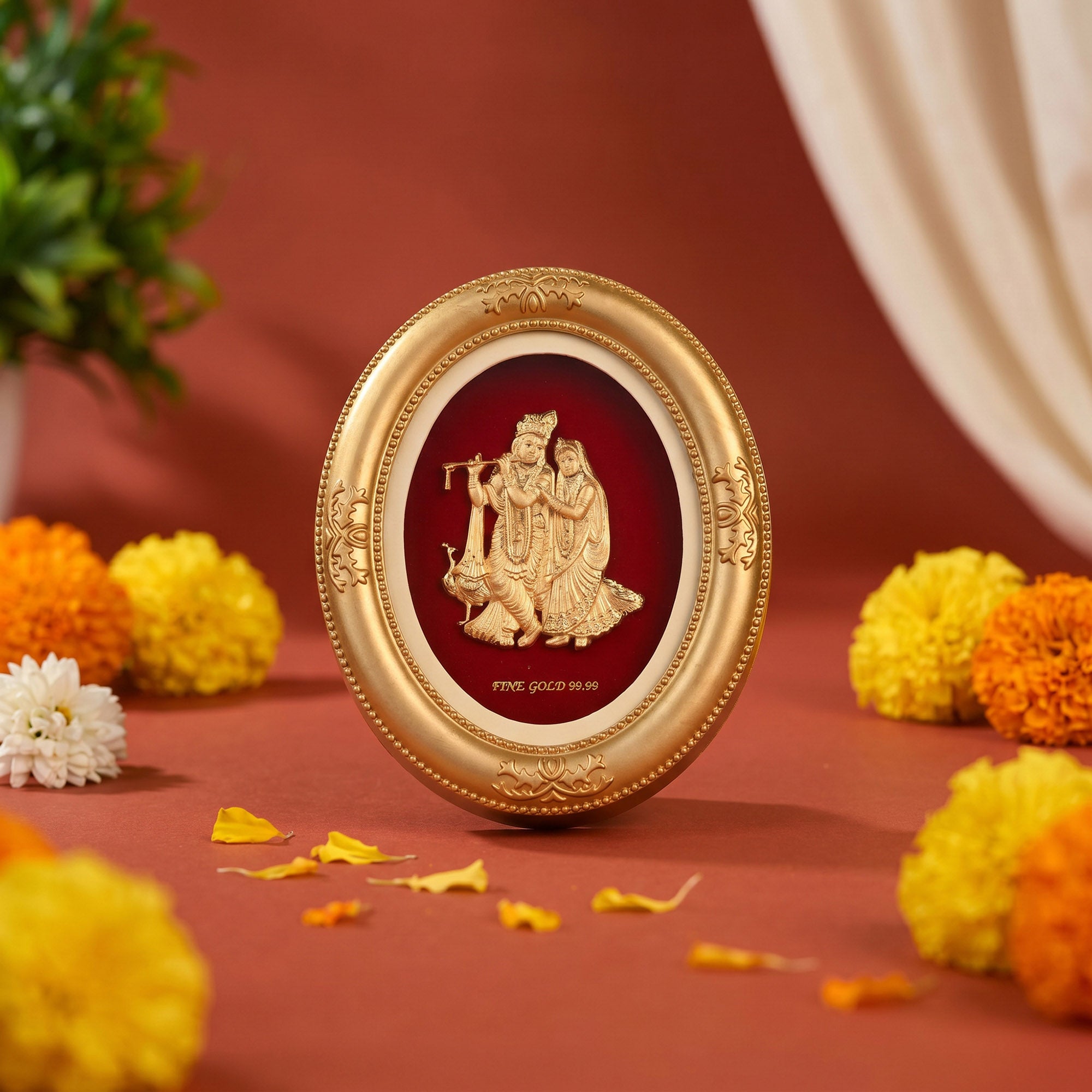 Radha Krishna 24K Gold Foil Table Frame
