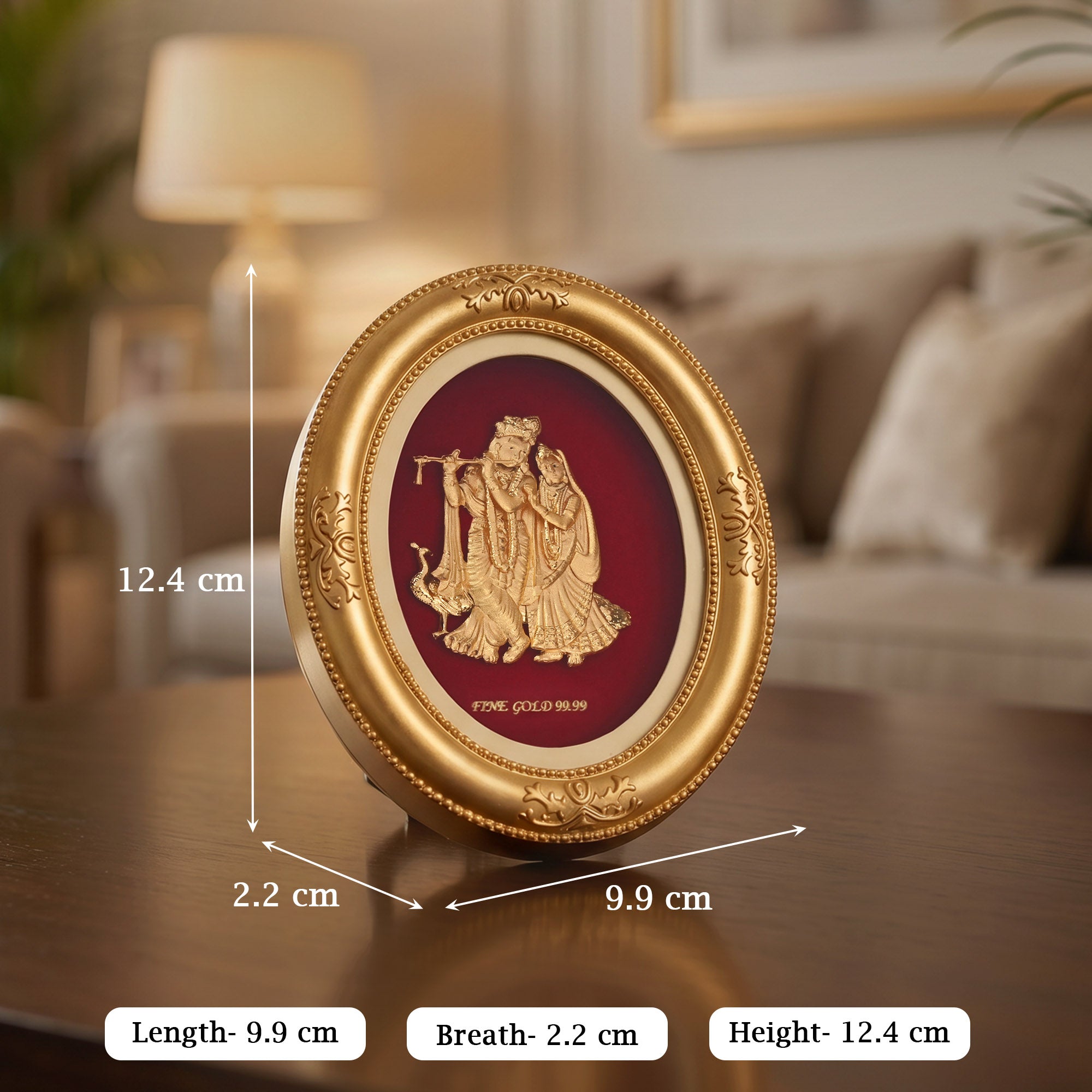 Radha Krishna 24K Gold Foil Table Frame