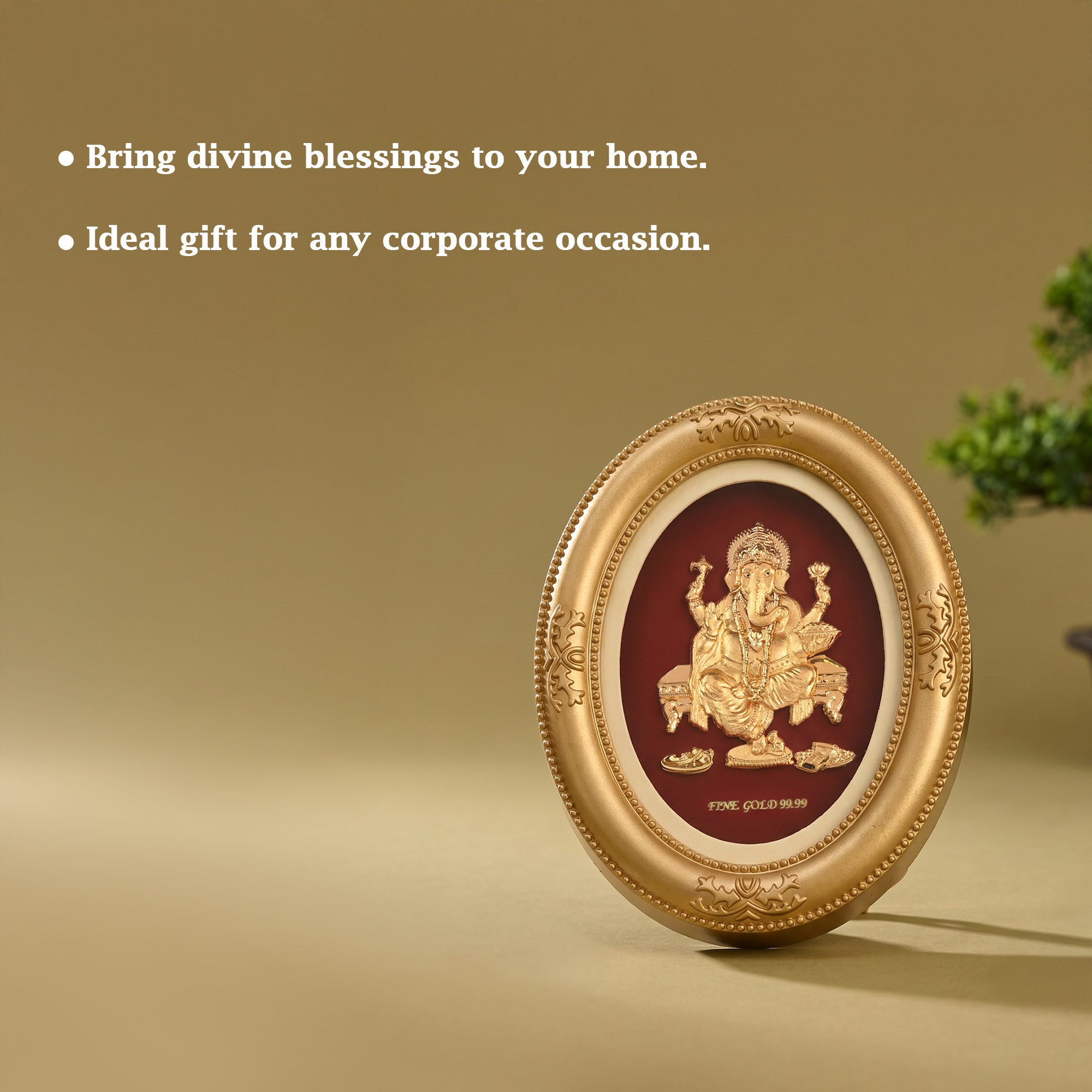Lord Ganesha 24K Gold Foil Table Frame