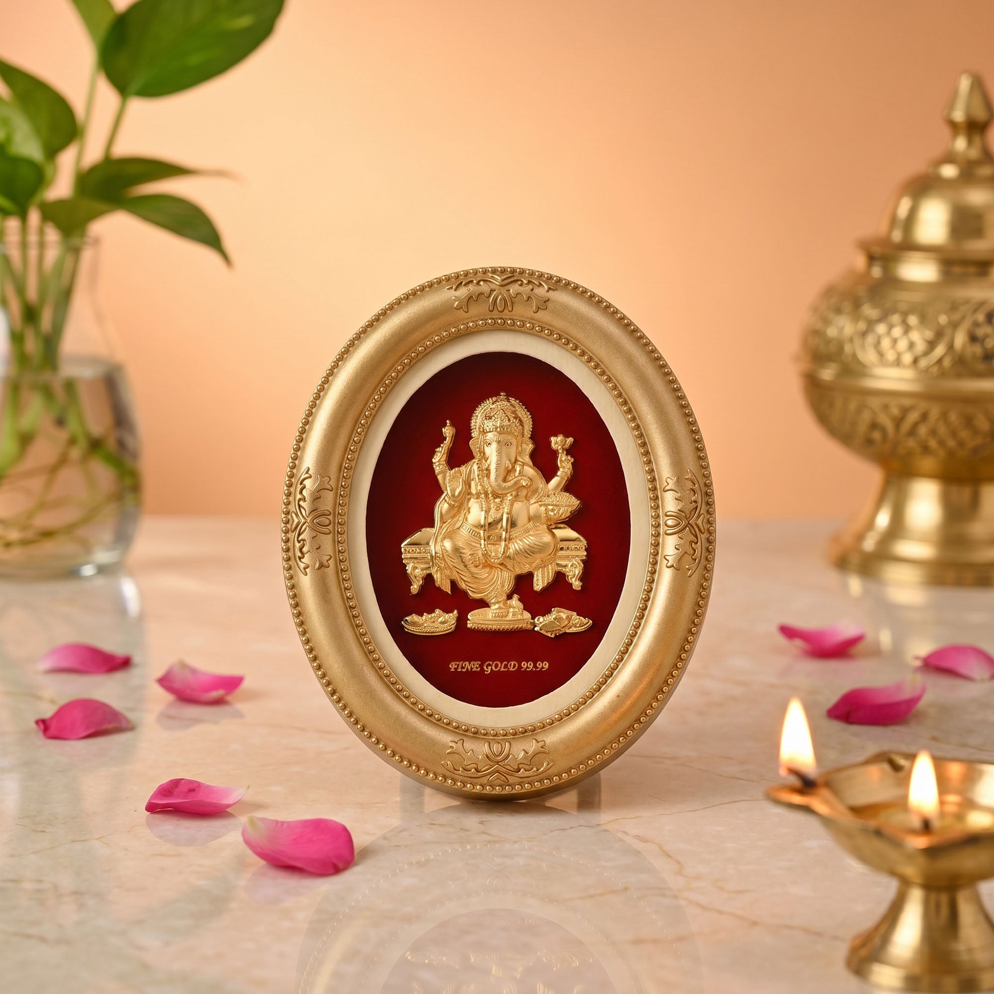 Lord Ganesha 24K Gold Foil Table Frame