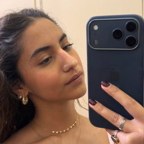 Floral Orbit Silver Nose Pin