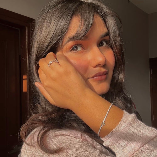 Twin Hearts Tennis Silver Bracelet