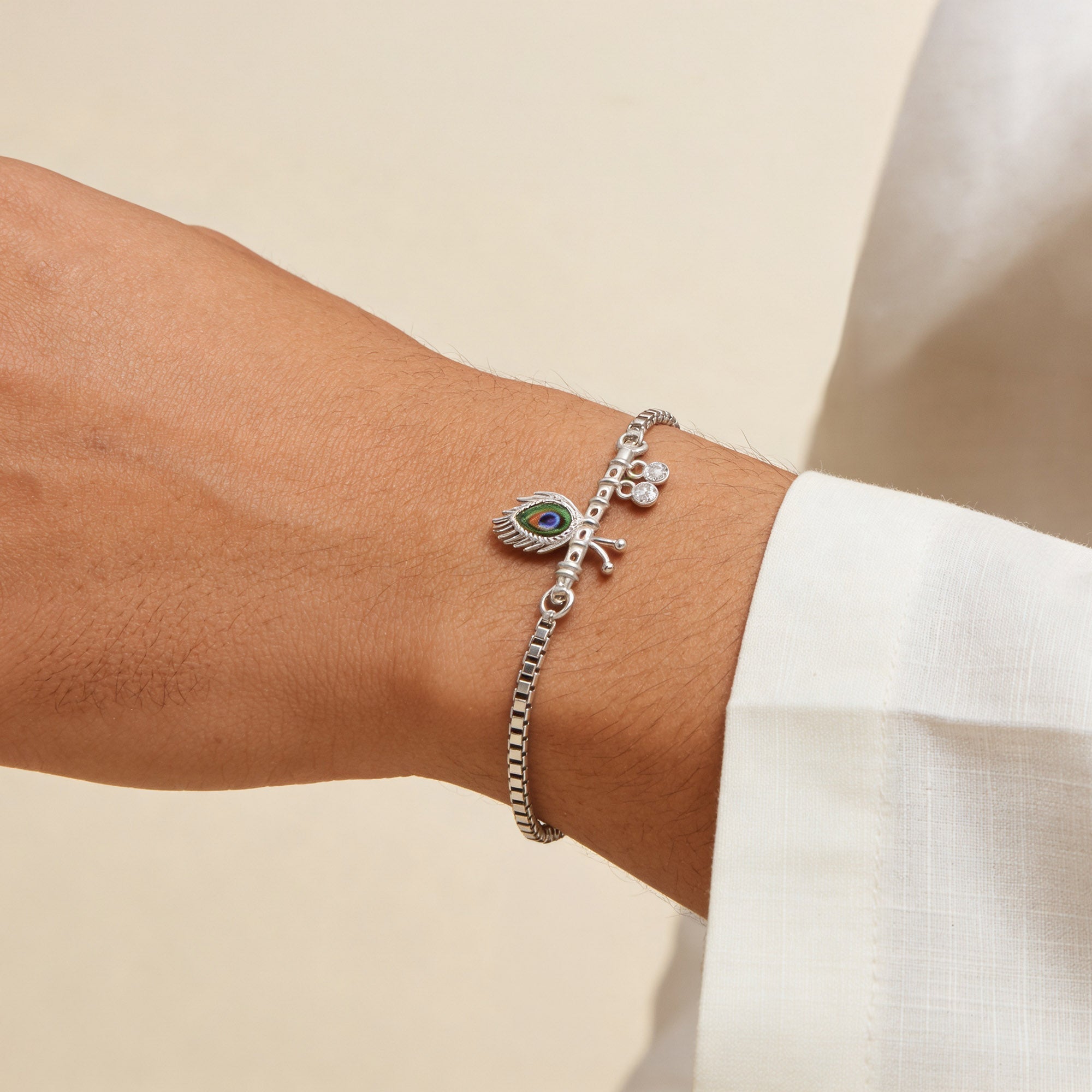 Divine Flute Dangle Silver Bracelet
