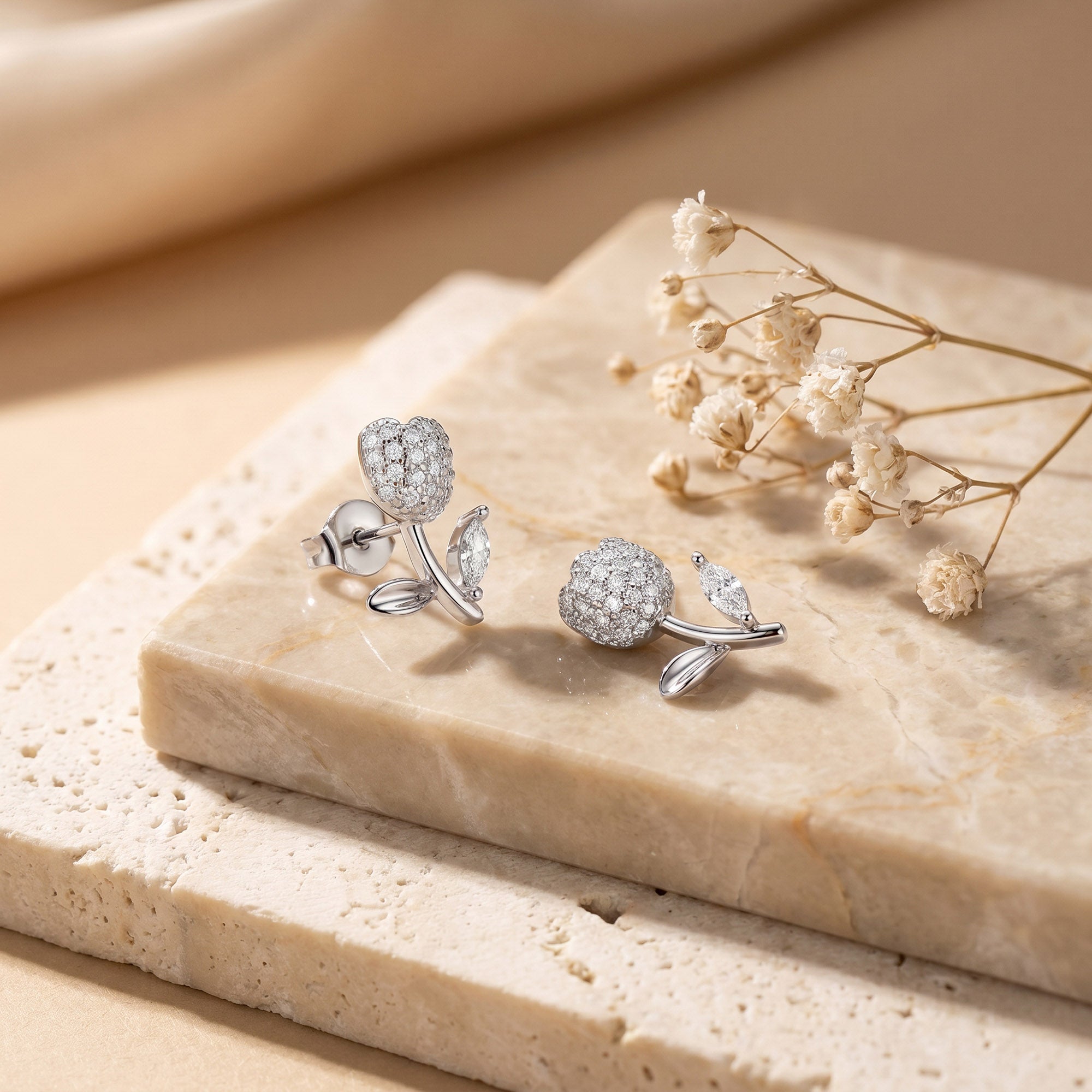 Floral Studs CZ Earrings
