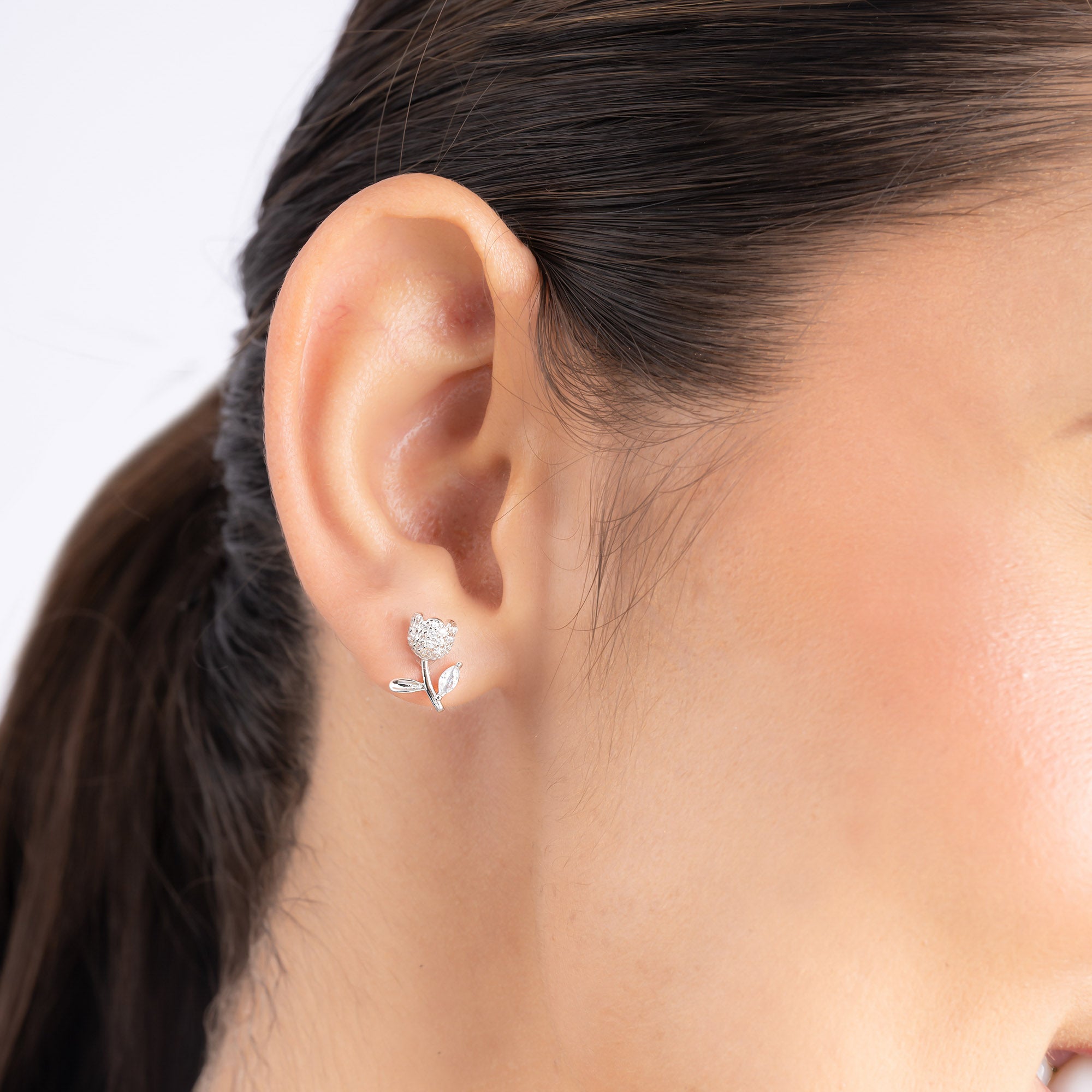 Floral Studs CZ Earrings