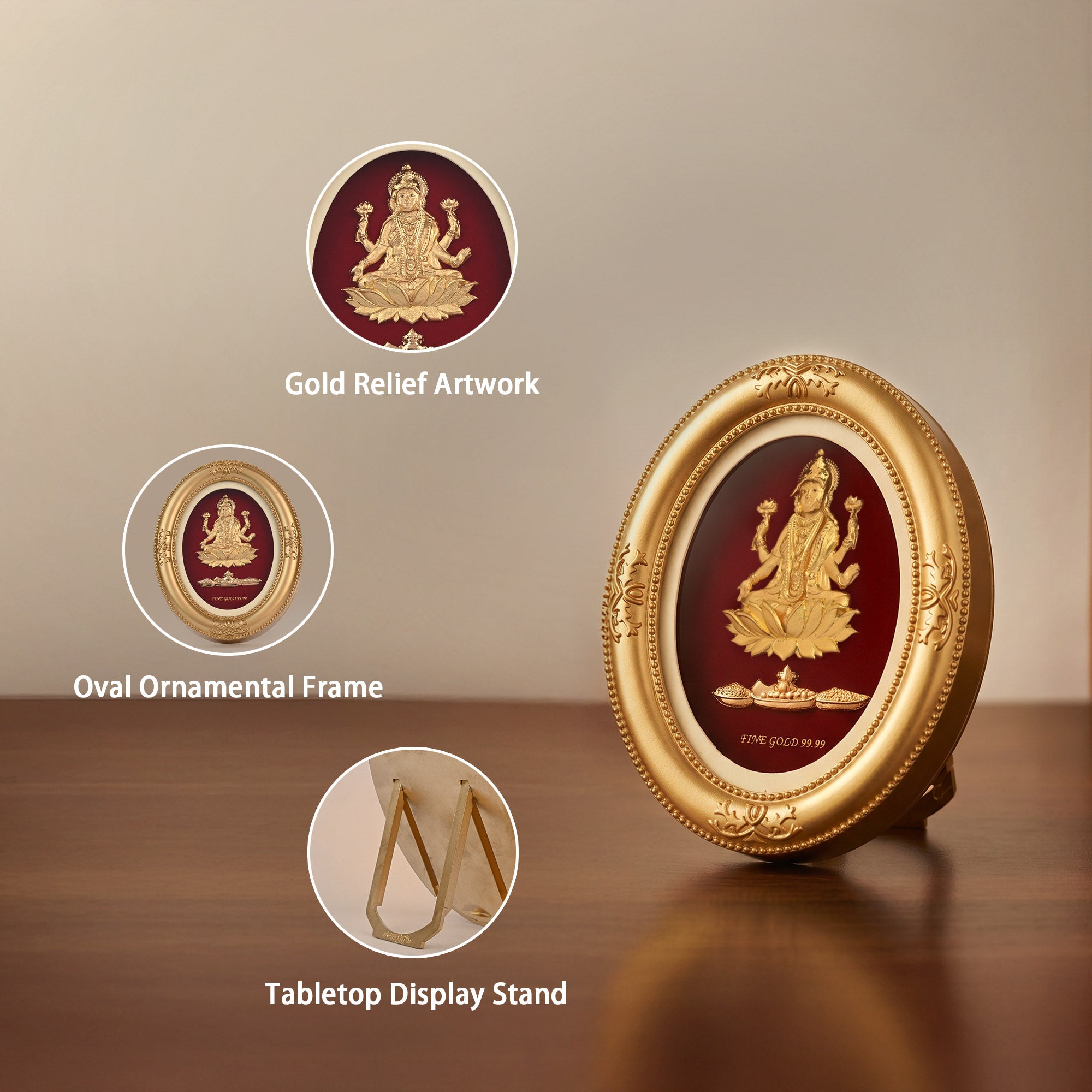 Goddess Lakshmi 24K Gold Foil Table Frame