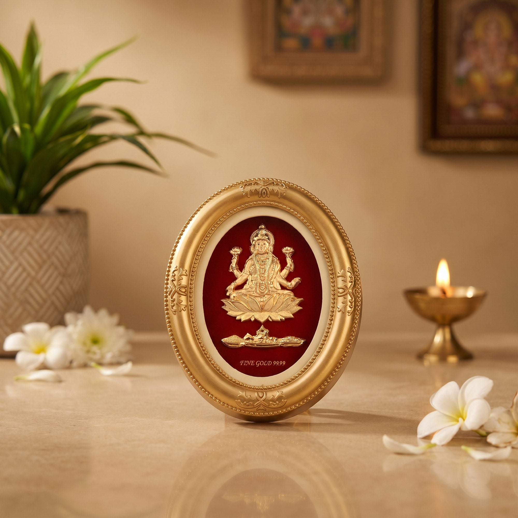 Goddess Lakshmi 24K Gold Foil Table Frame