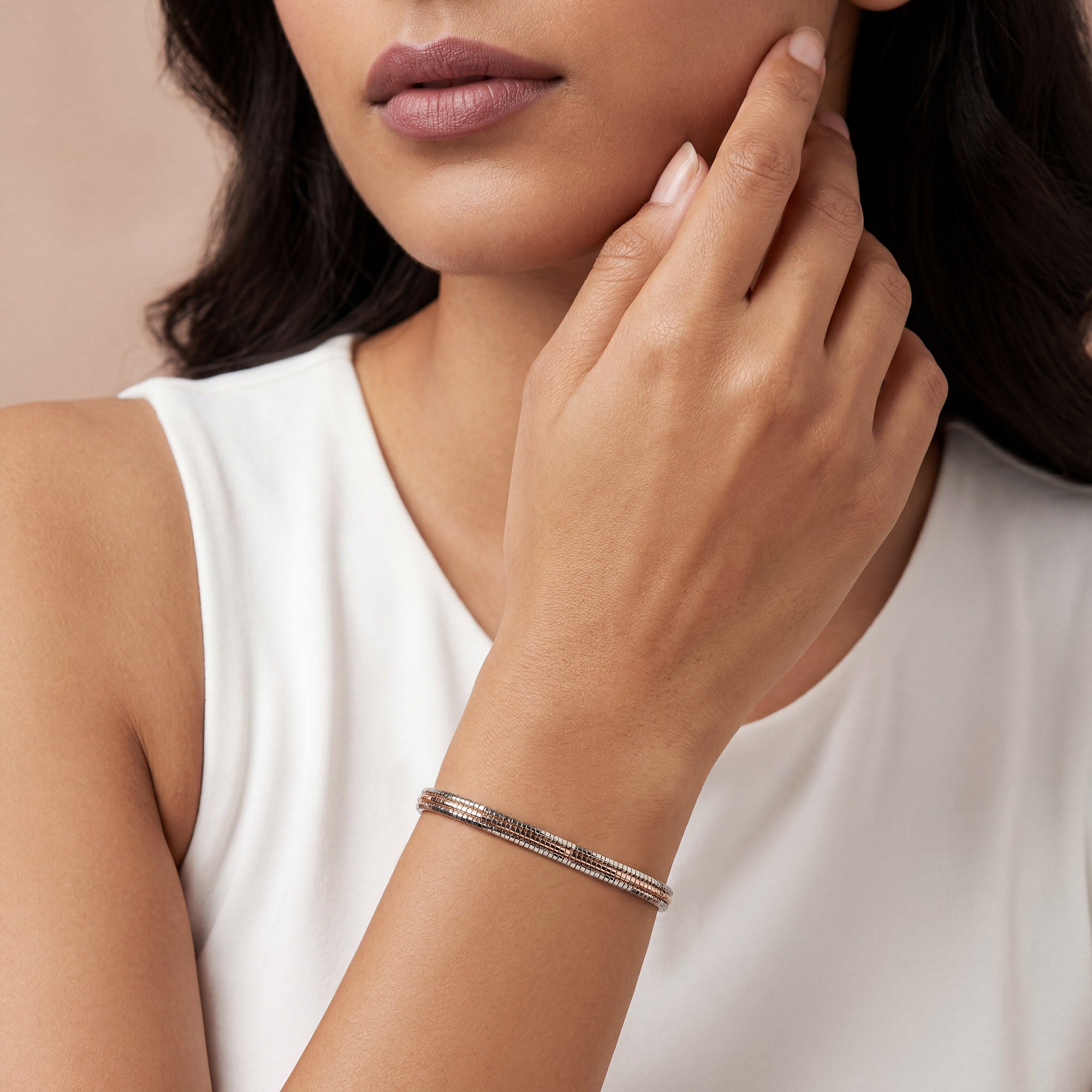Minimalist Dual-Tone Snake Chain Bracelet
