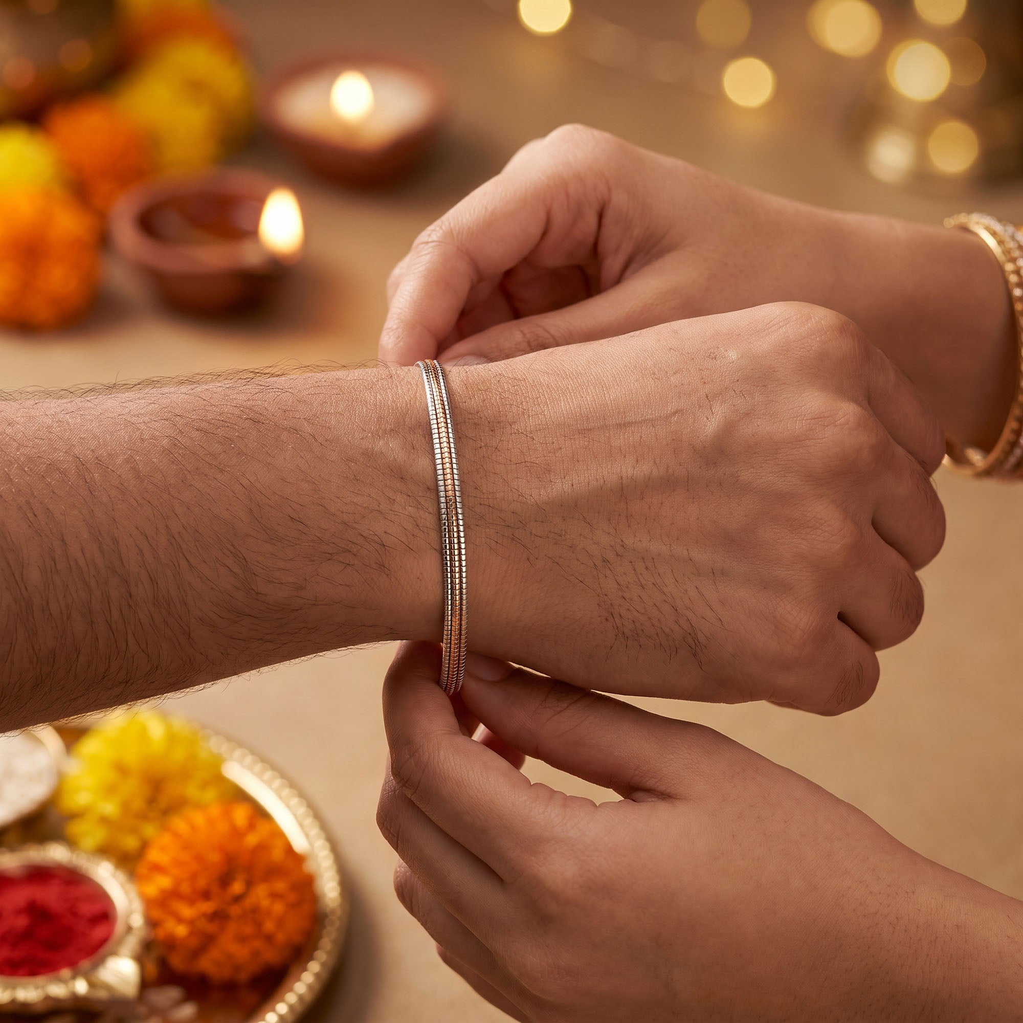 SIlver Two-Tone Elegance Rakhi