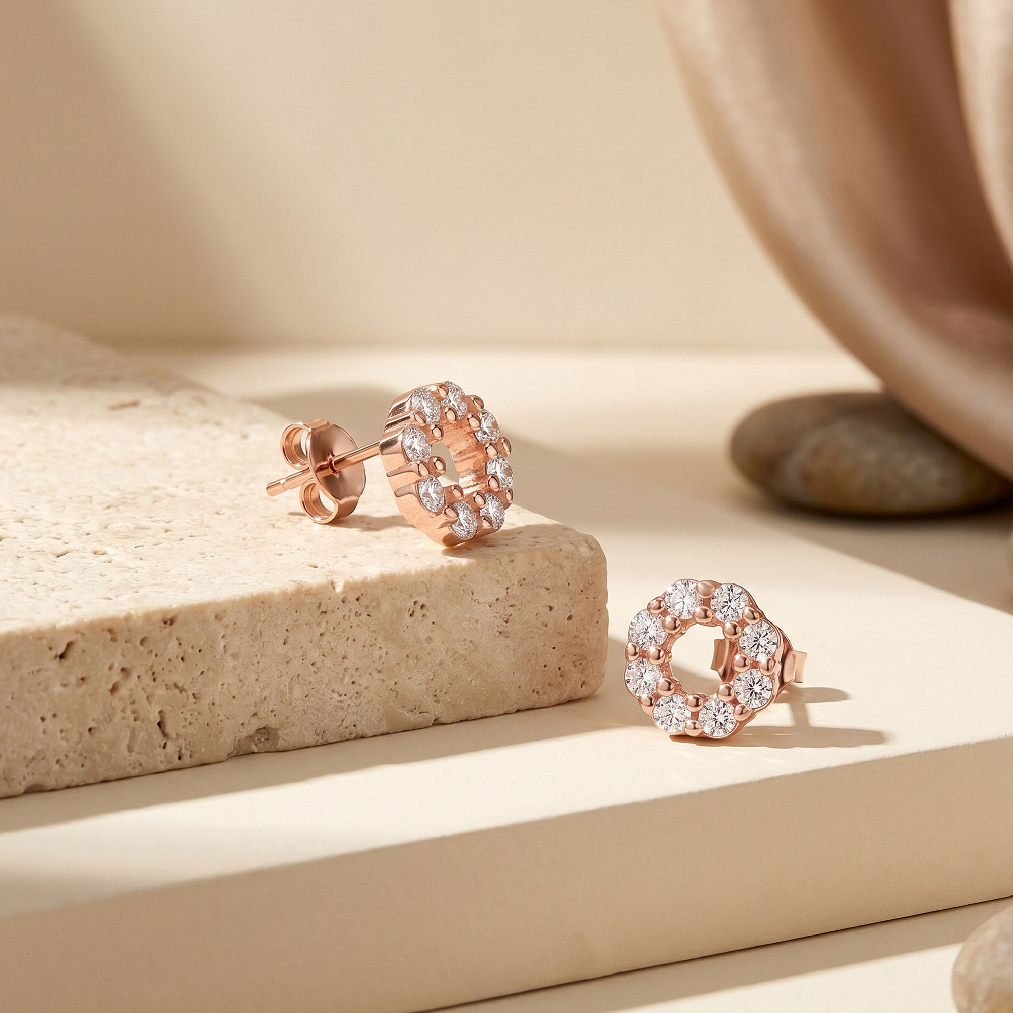 CZ Circle Stud Earrings
