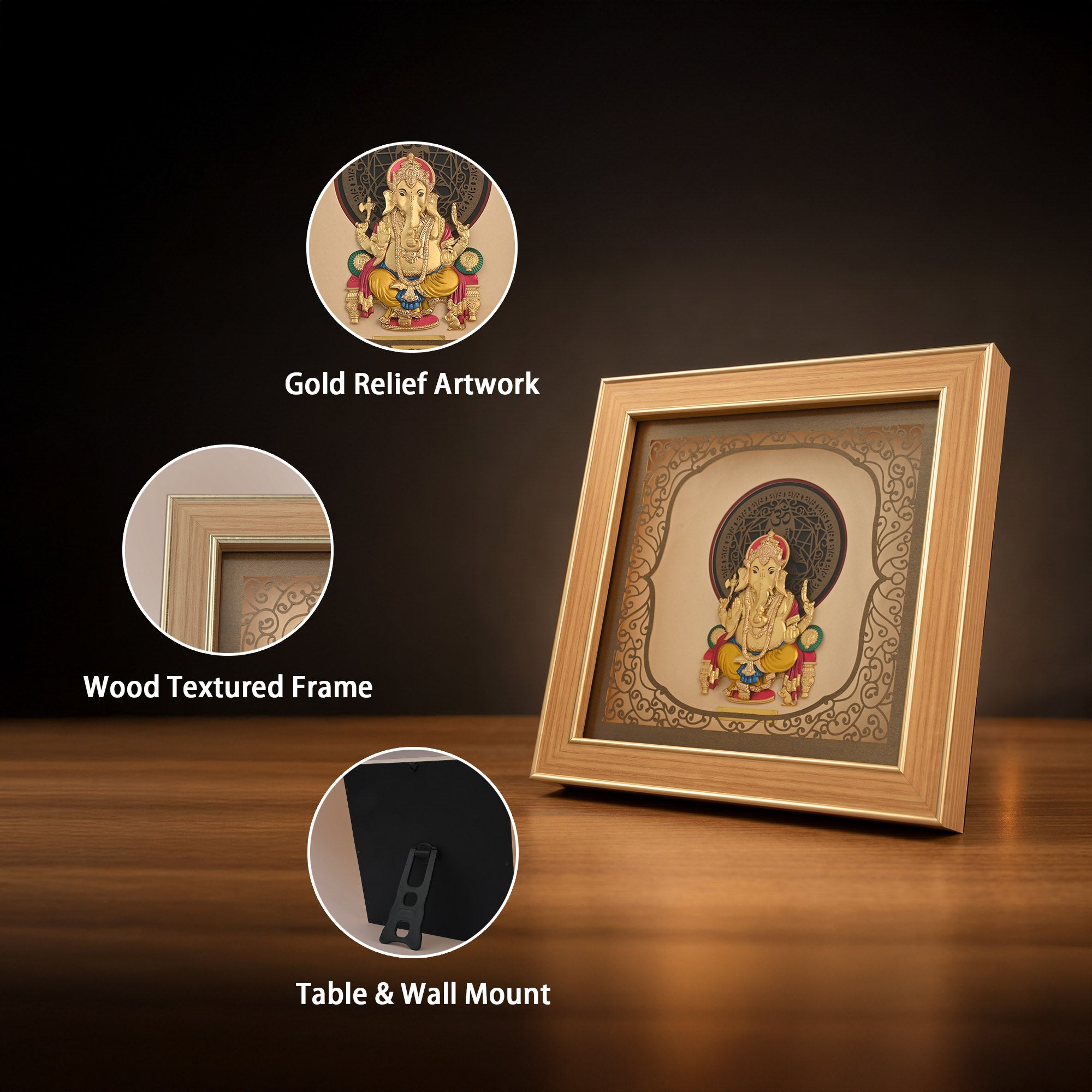 Lord Ganesha 24K Gold Foil Frame