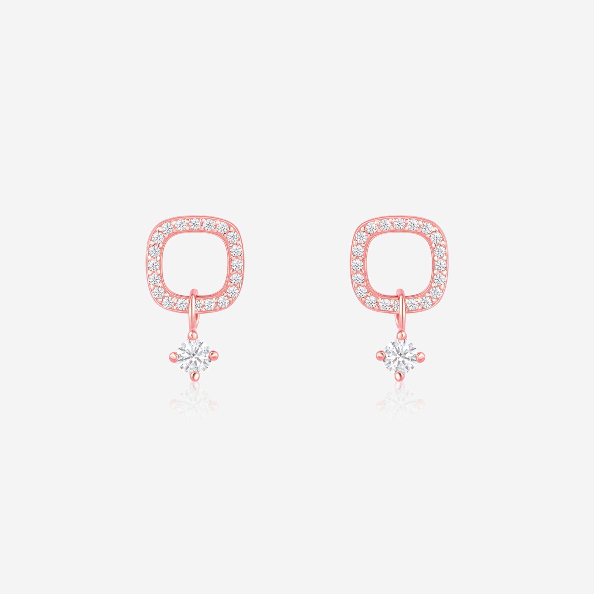 CZ Drop Charm Stud Earrings