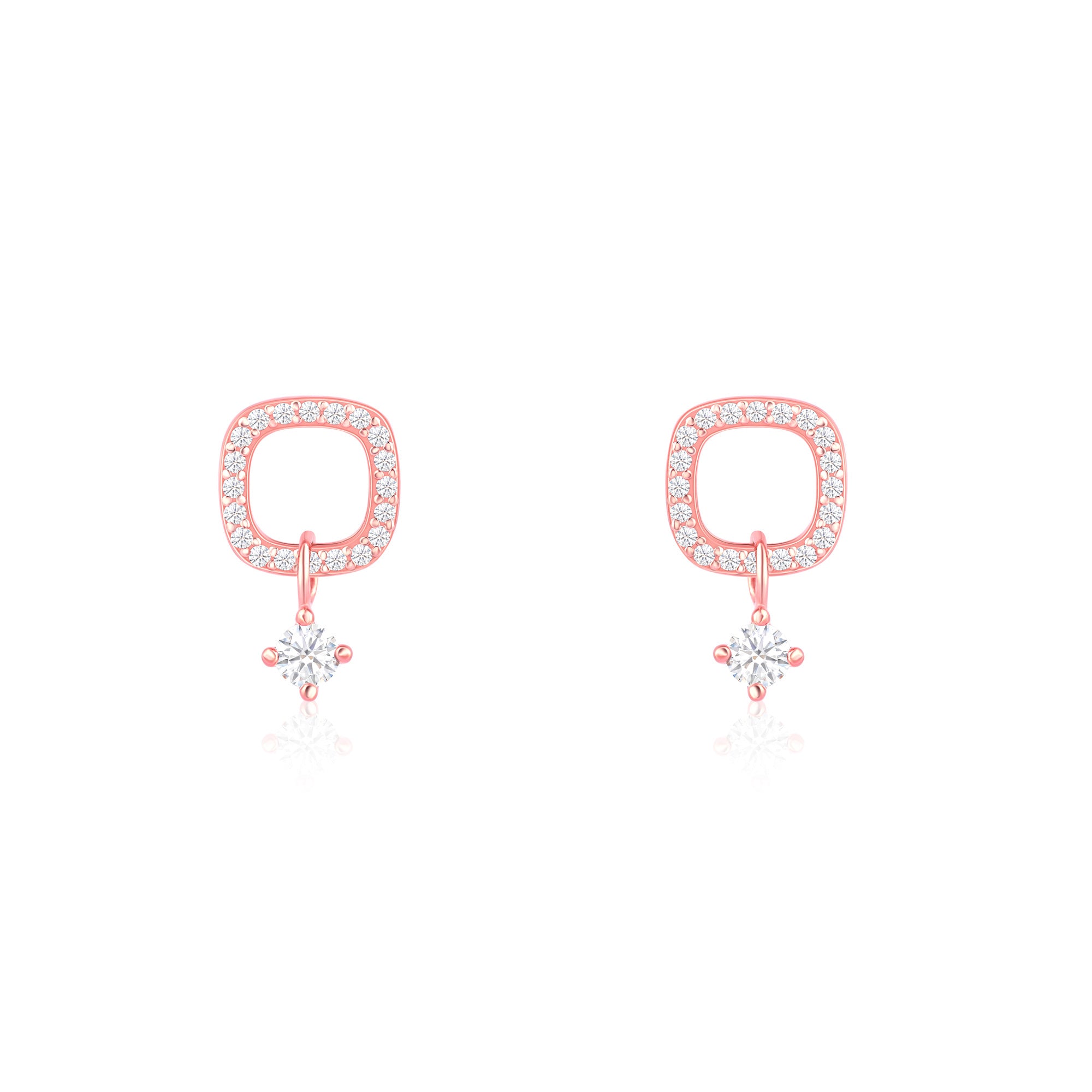 CZ Drop Charm Stud Earrings