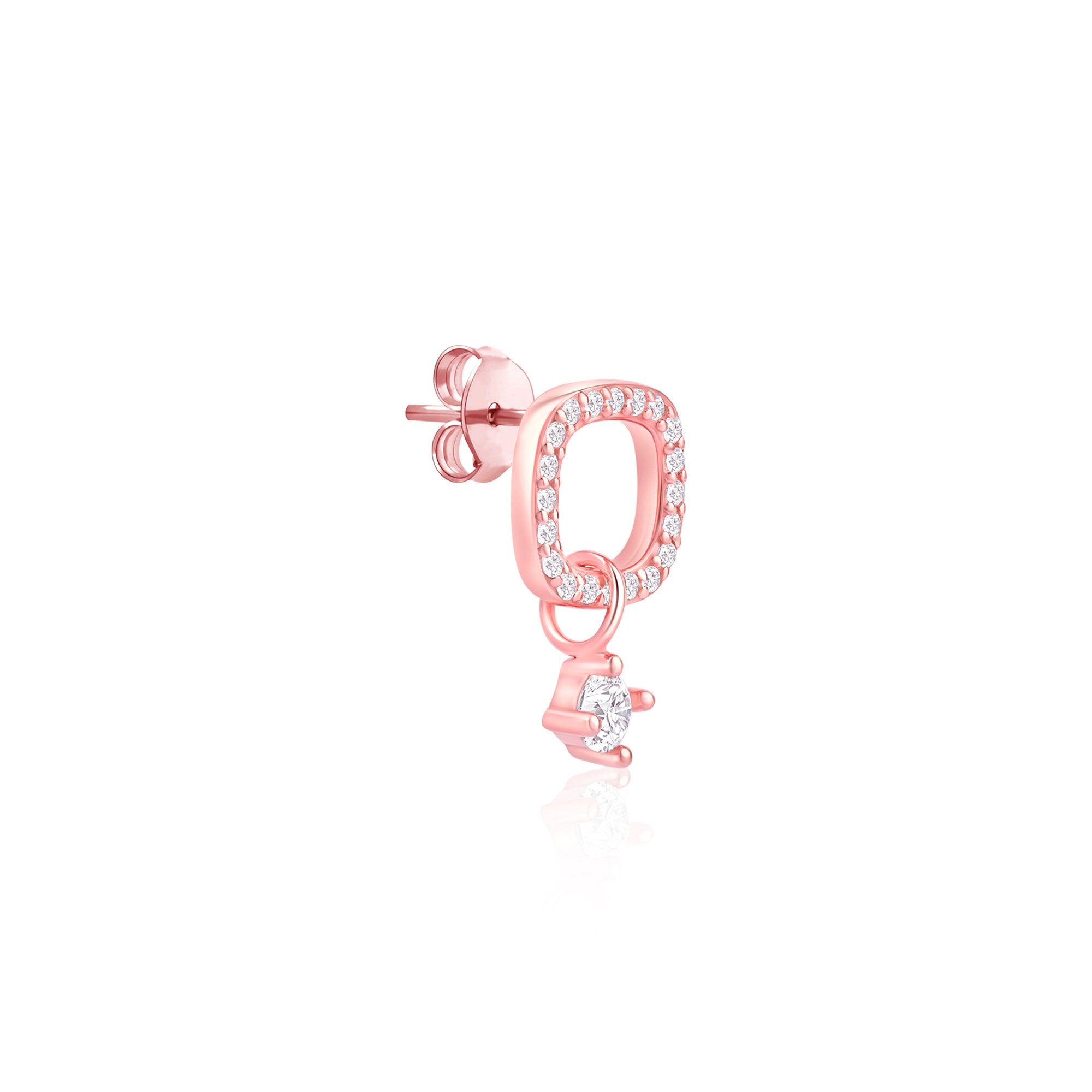 CZ Drop Charm Stud Earrings