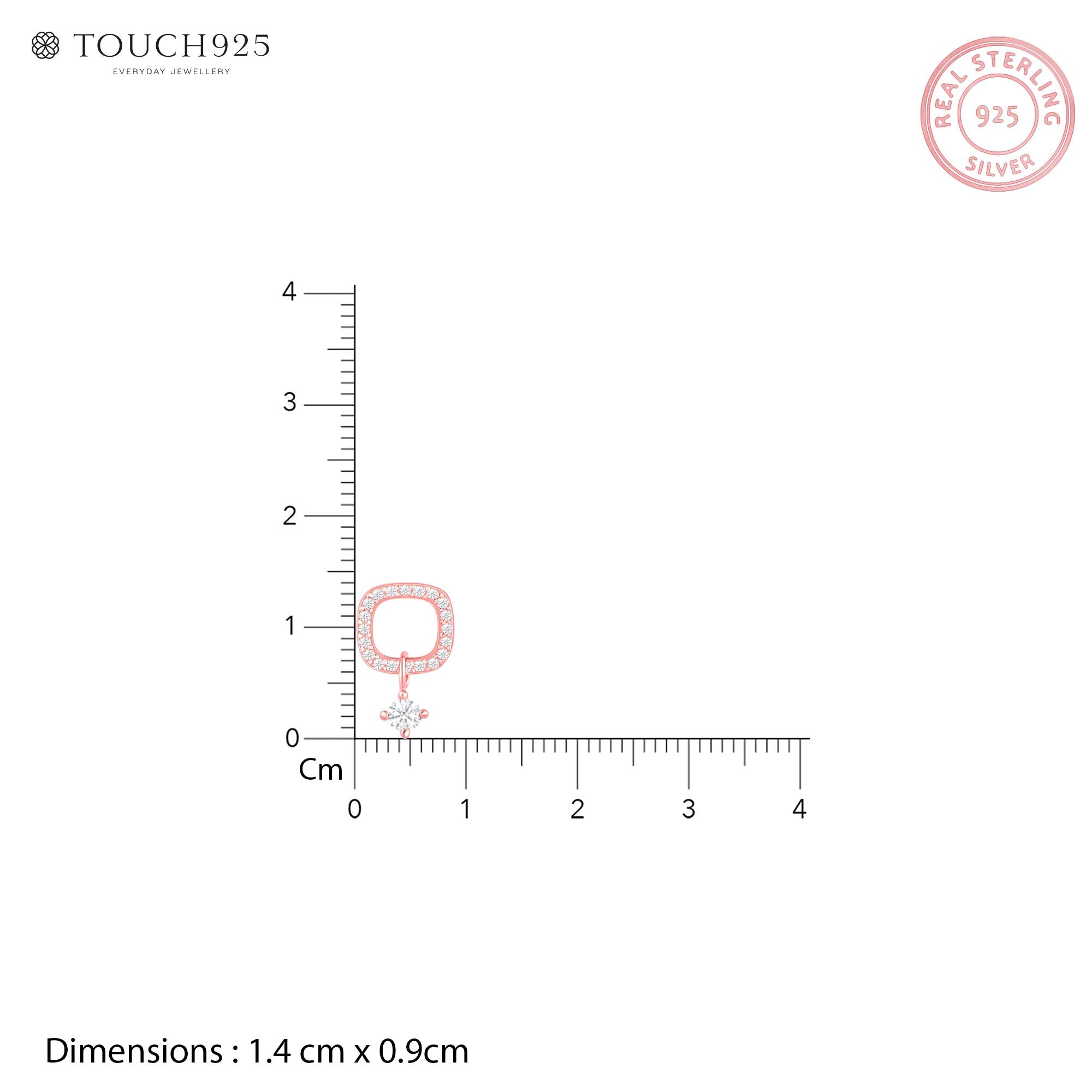 CZ Drop Charm Stud Earrings