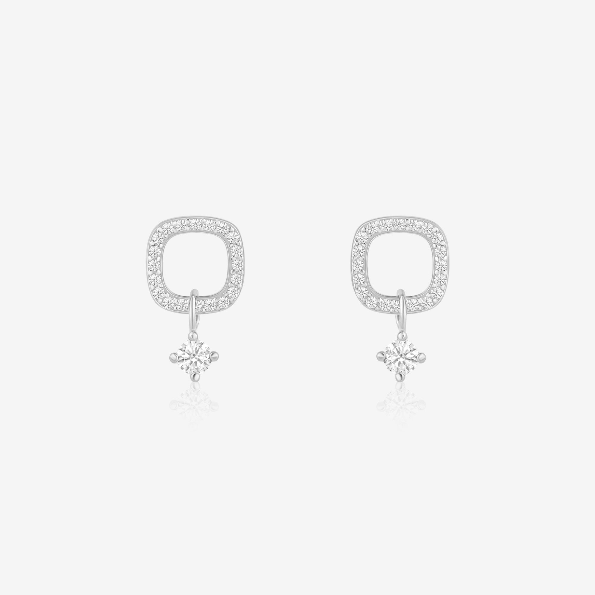 CZ Drop Charm Stud Earrings