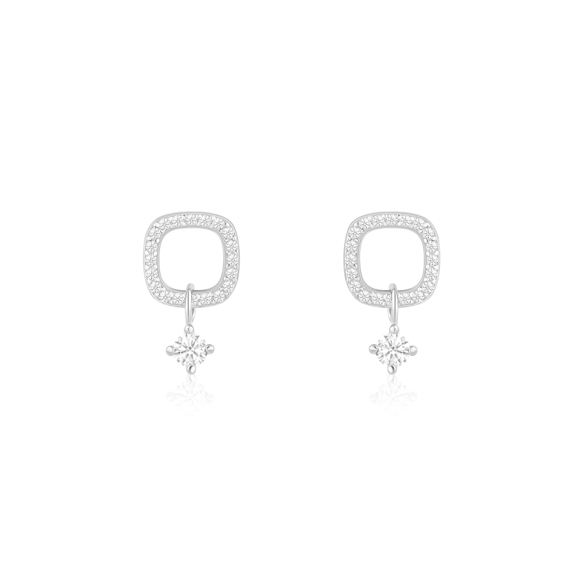 CZ Drop Charm Stud Earrings