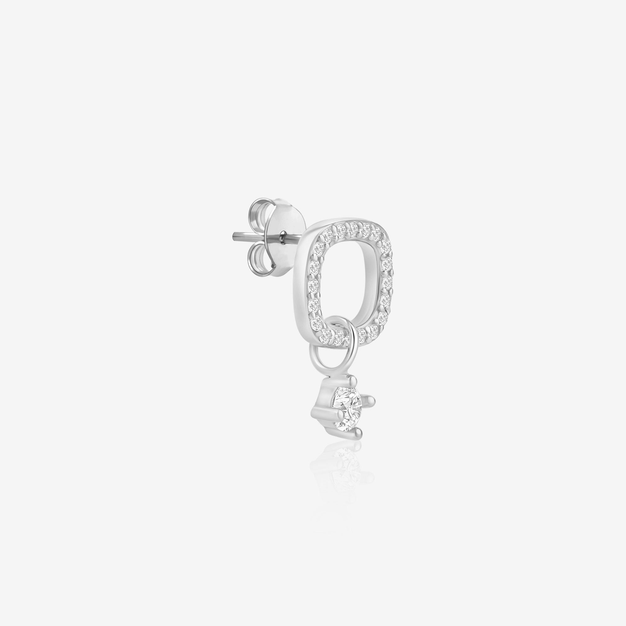 CZ Drop Charm Stud Earrings